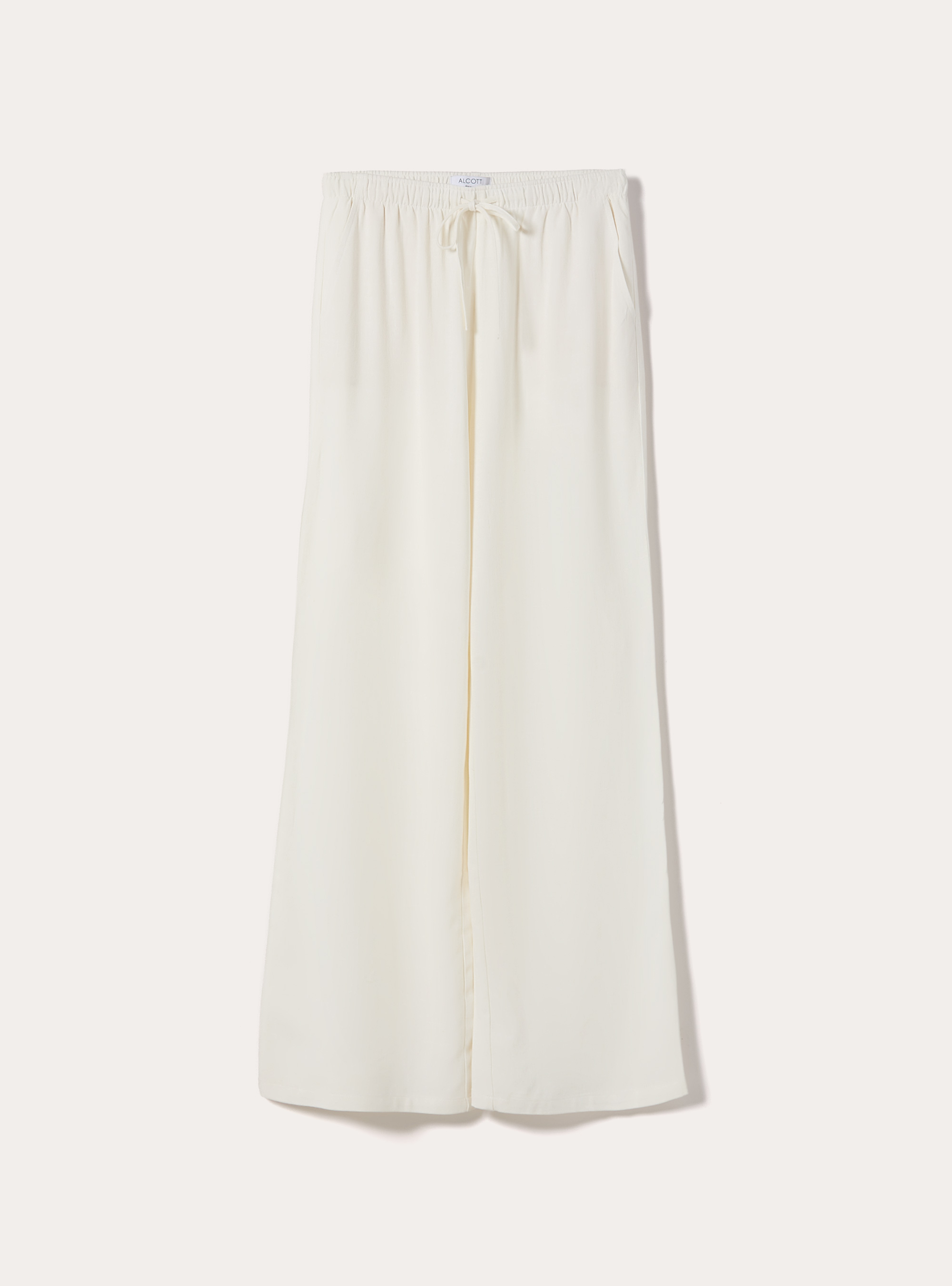Pantaloni wide leg in misto lino, WH2 WHITE