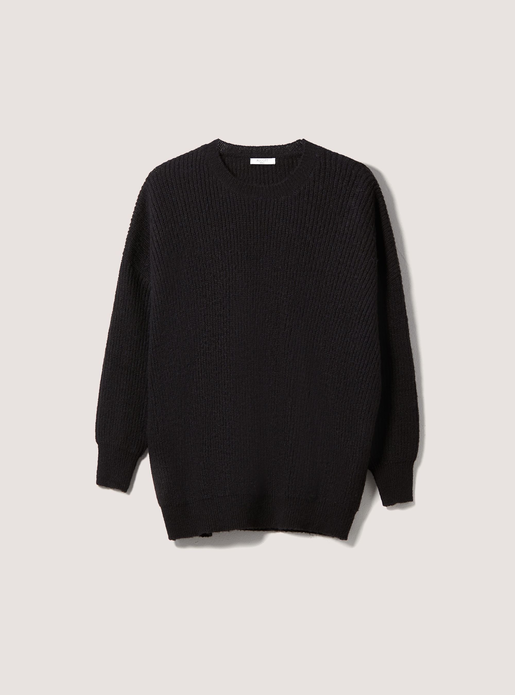 Oversize pullover in English rib, BK1 BLACK