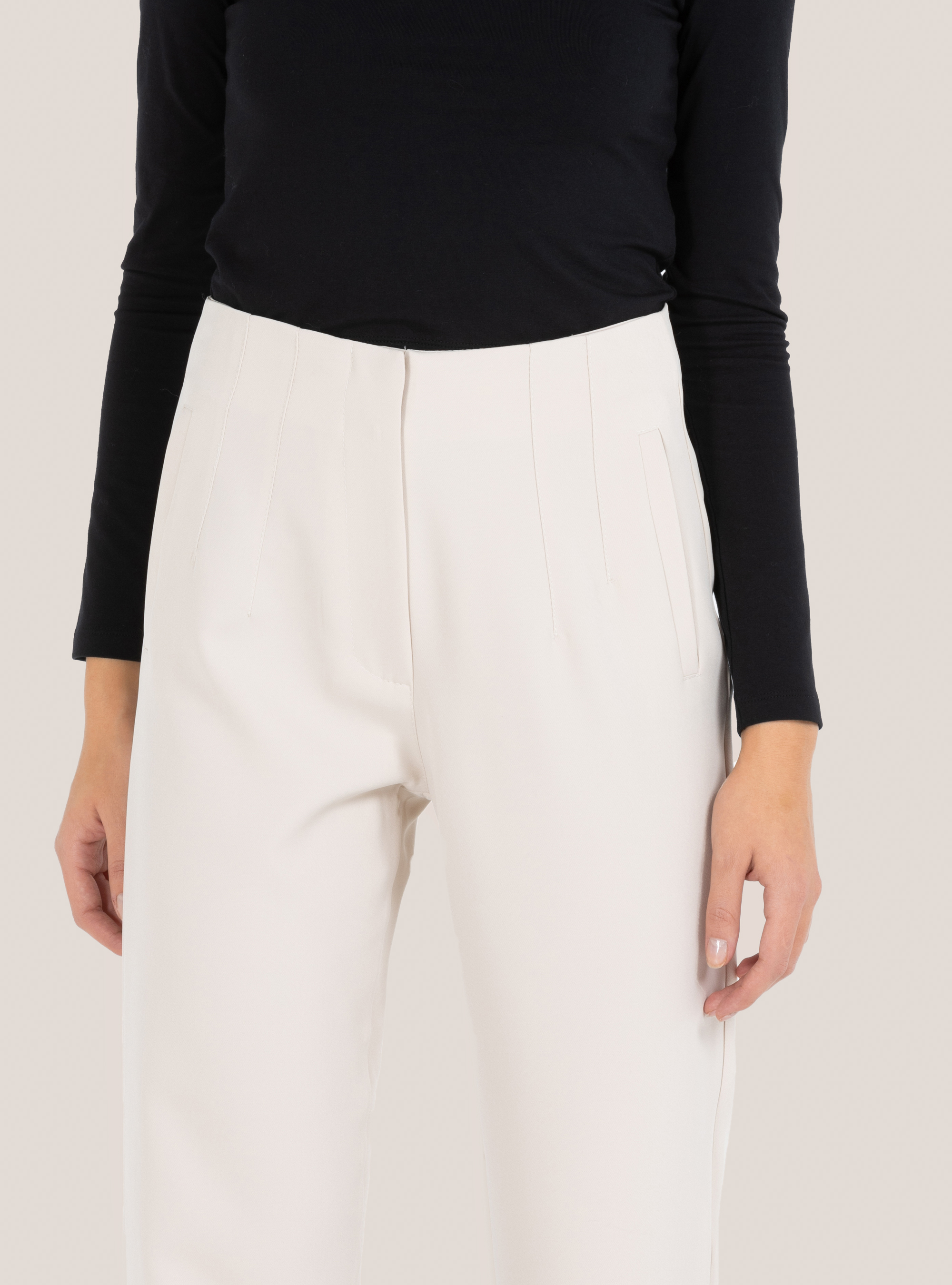 Pantalon uni à pinces, WH1 OFF WHITE