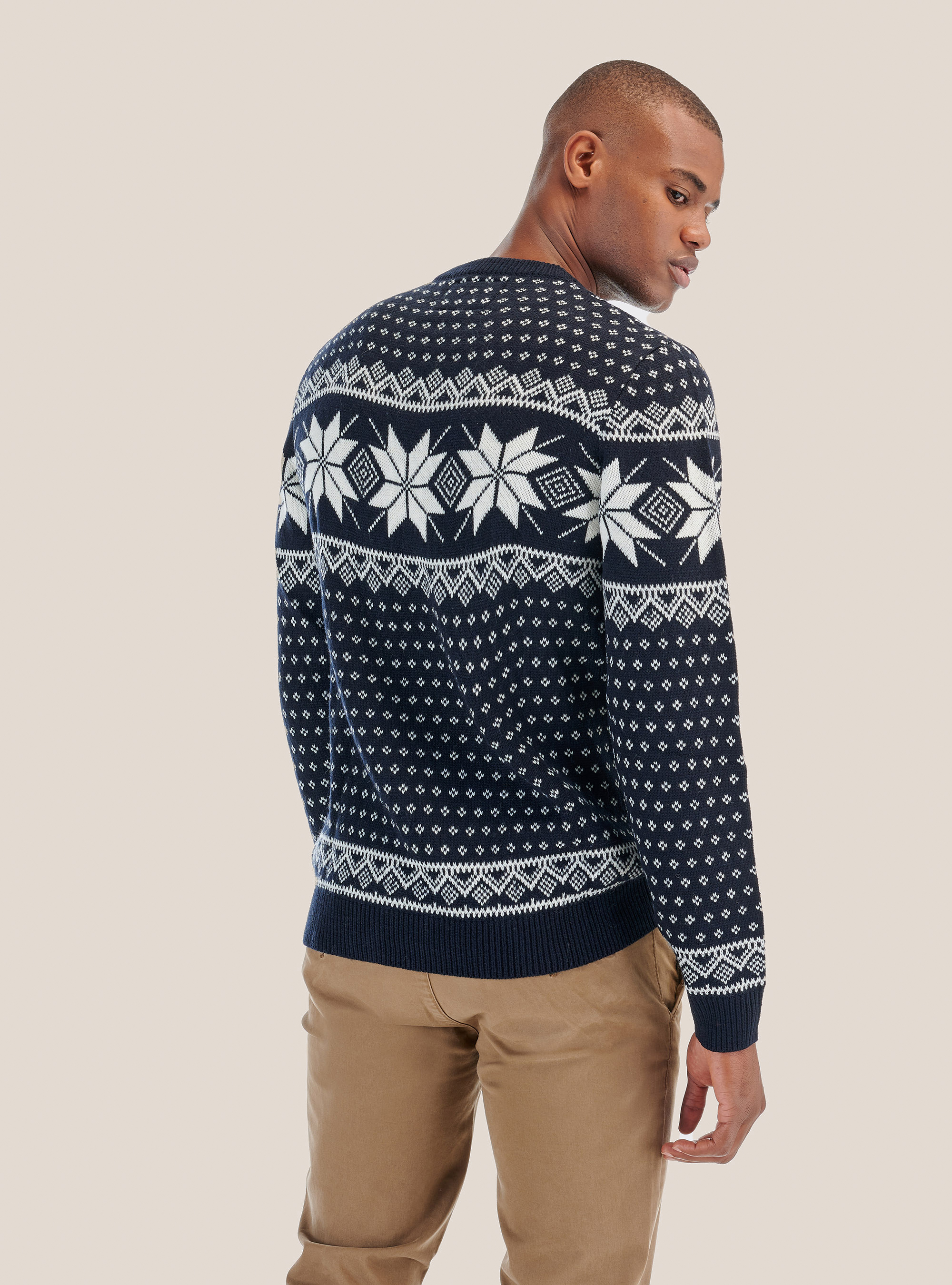 Christmas pullover in wool blend, BLUE NAVY