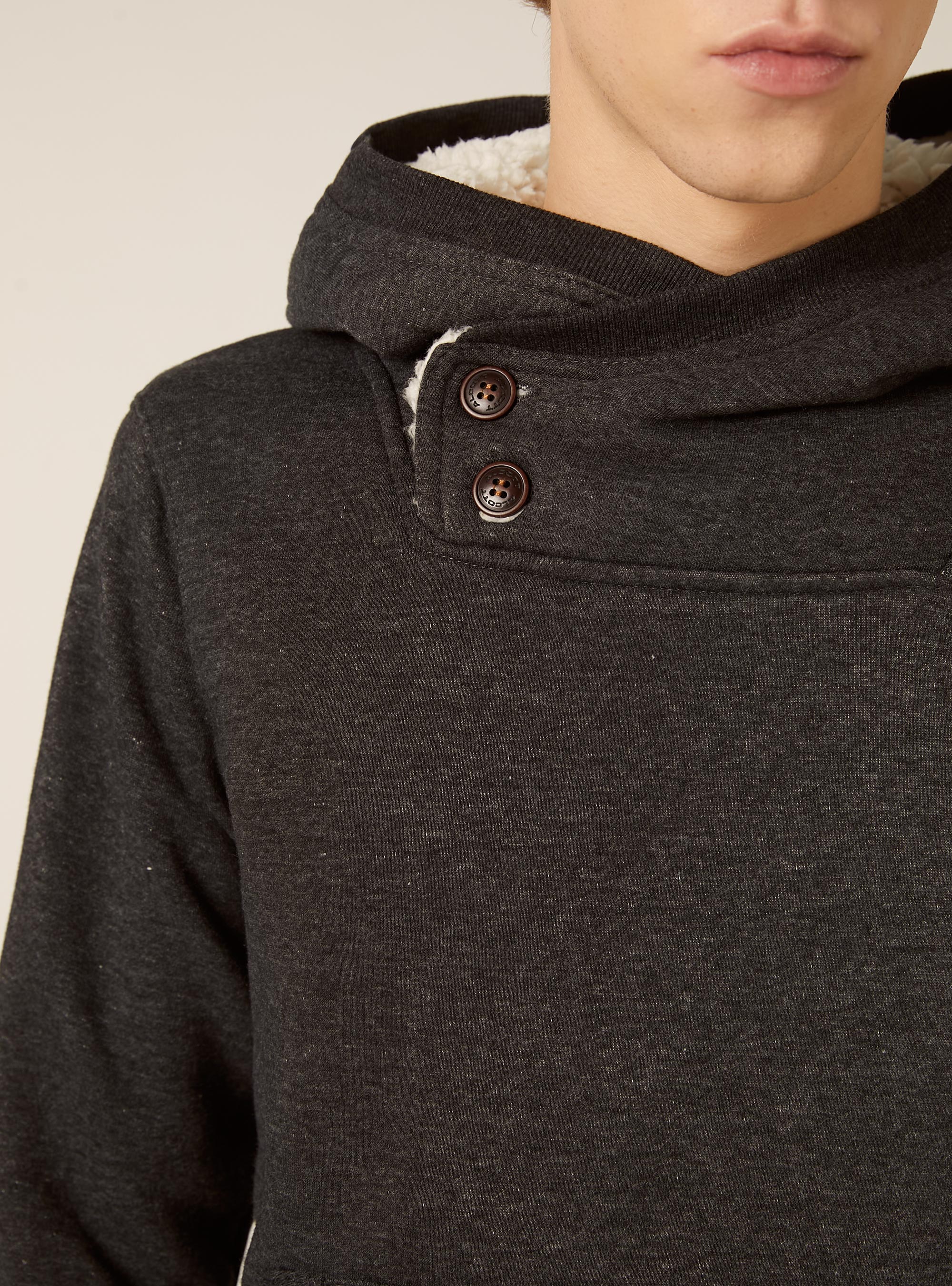 Faux fur hoodie, GY1 GREY DARK