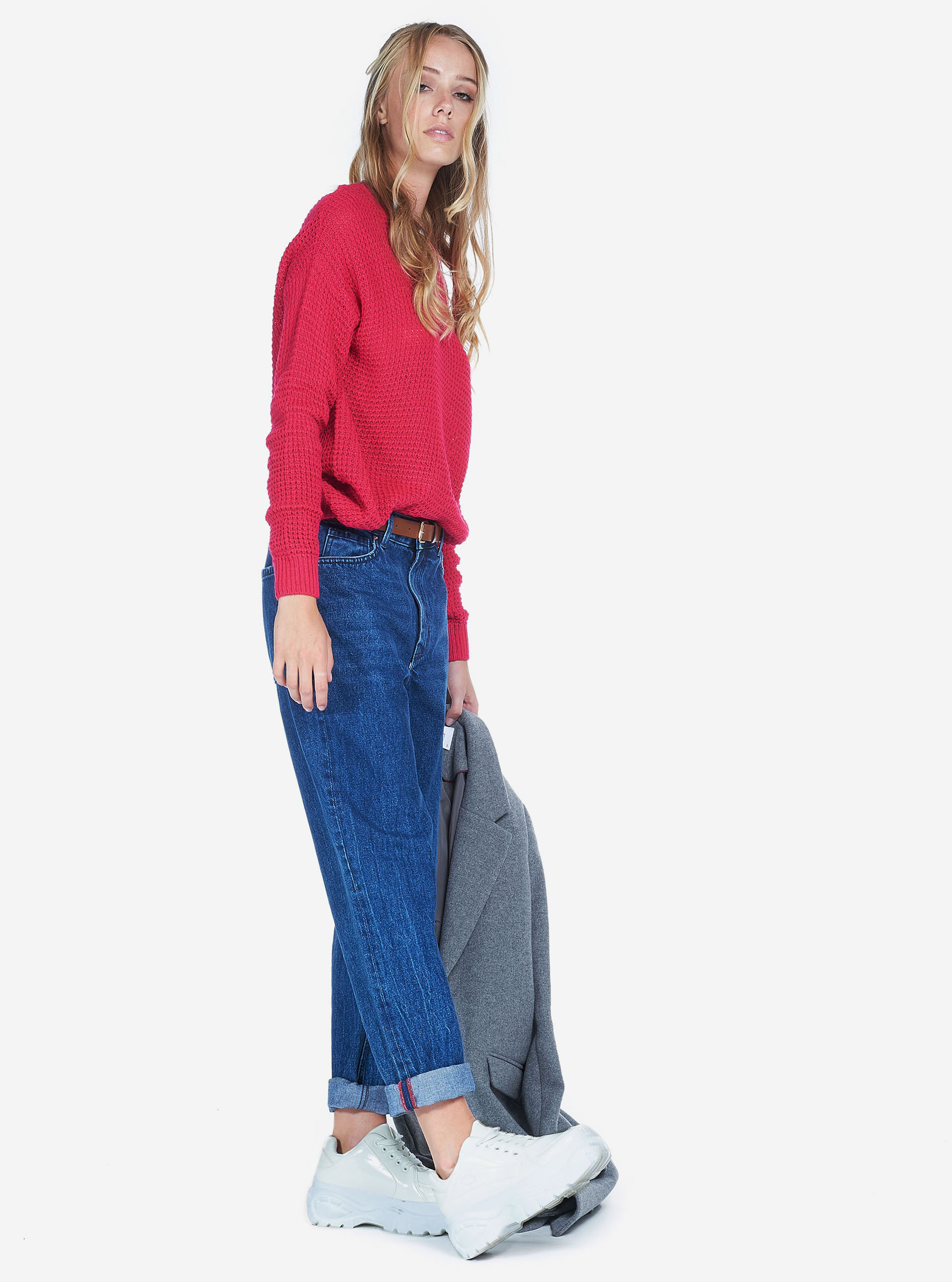 Jeans mom fit  taille haute, C218 BLUE NAVY