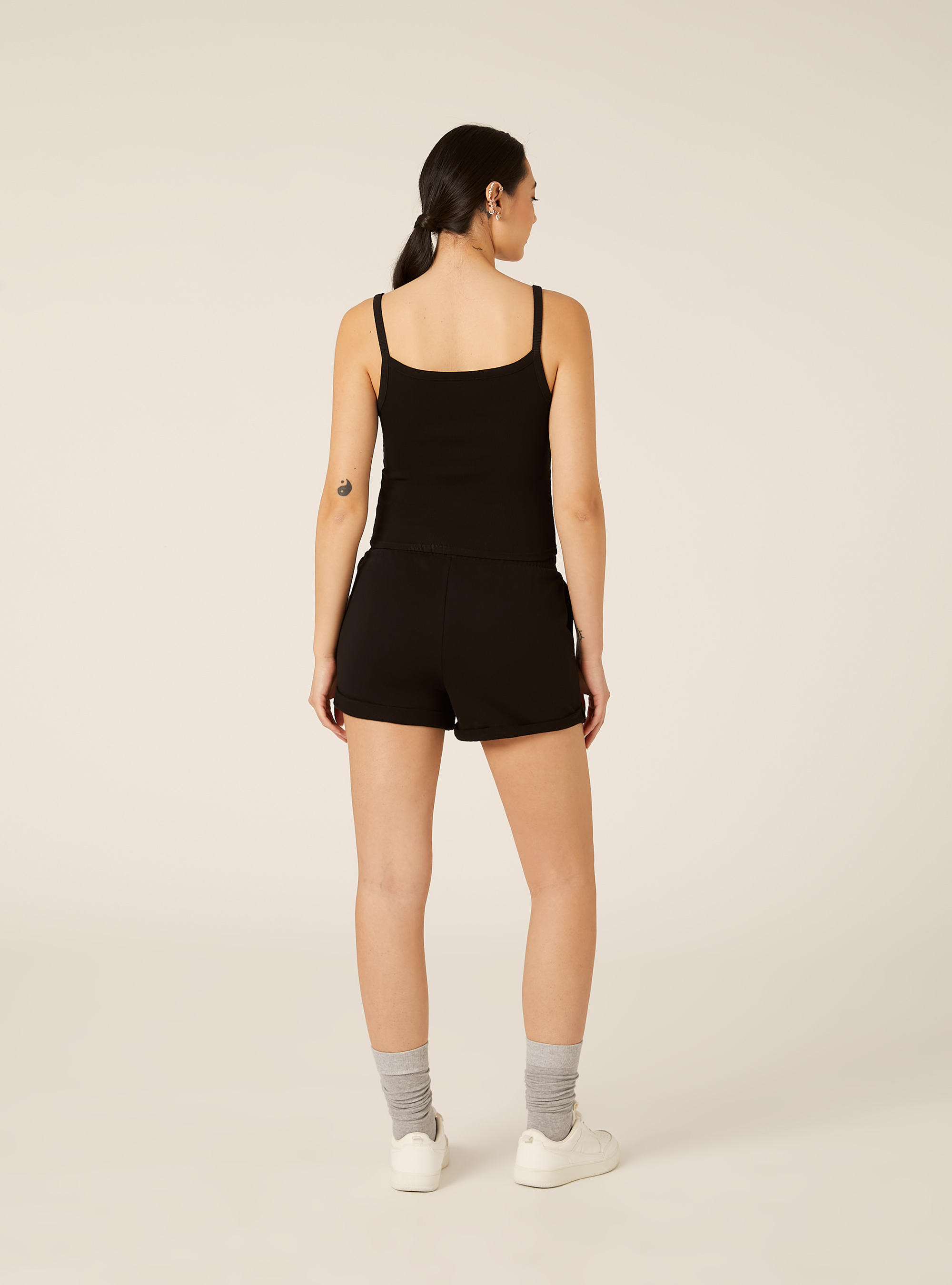 Canotta crop a coste basic, BK1 BLACK