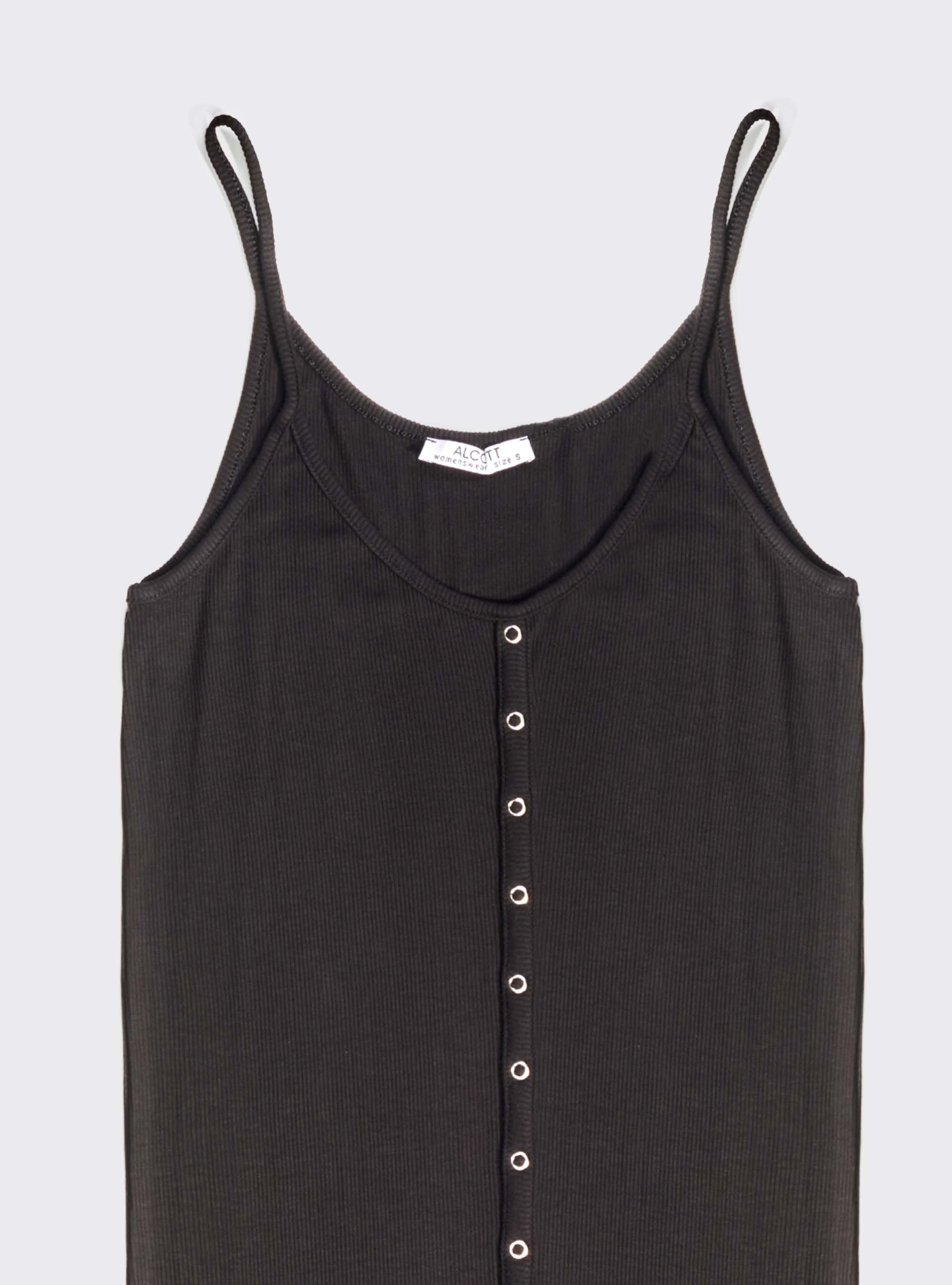 Button front mini dress, BLACK