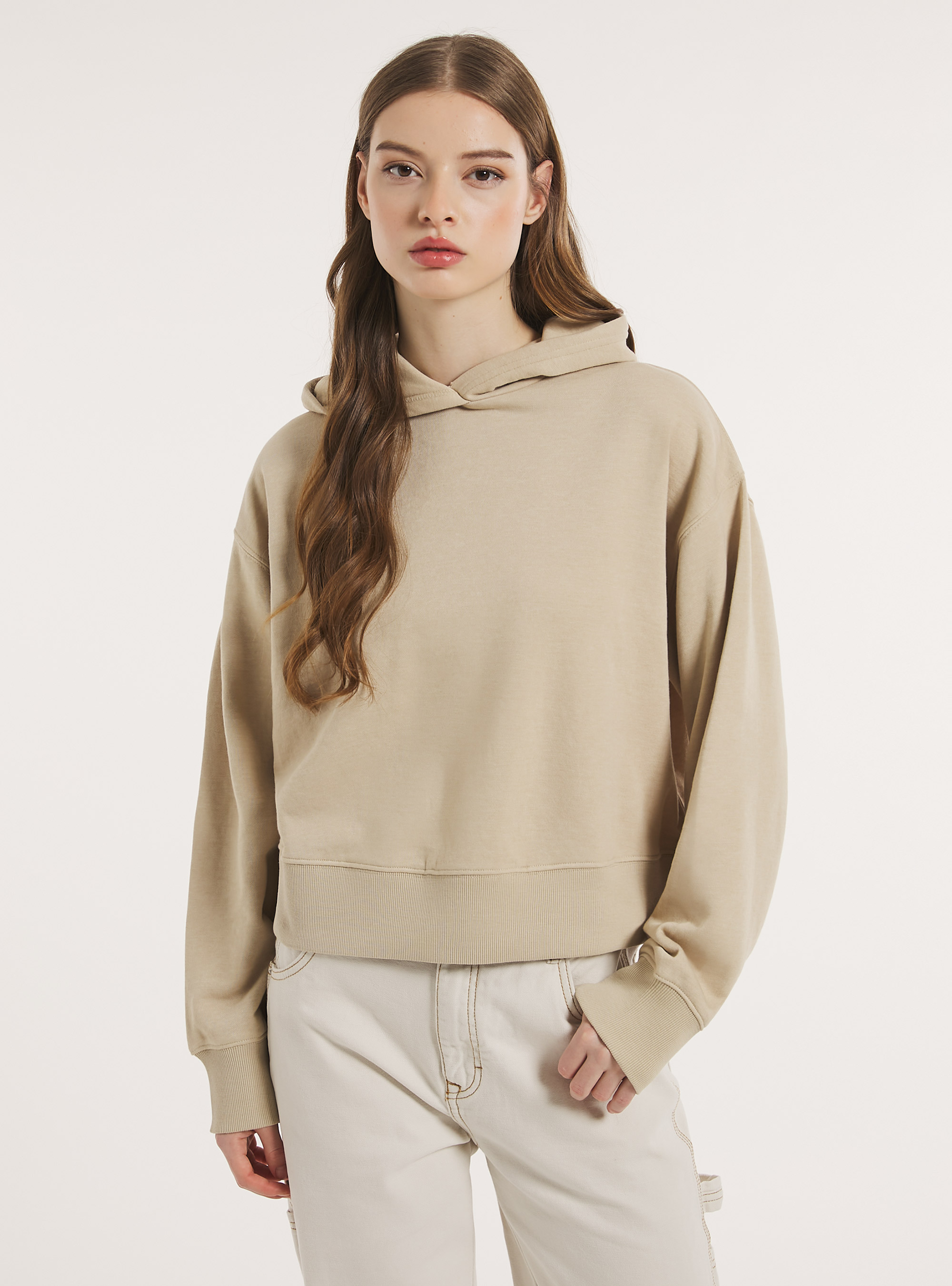 Boxy fit hoodie, BG2 BEIGE MEDIUM