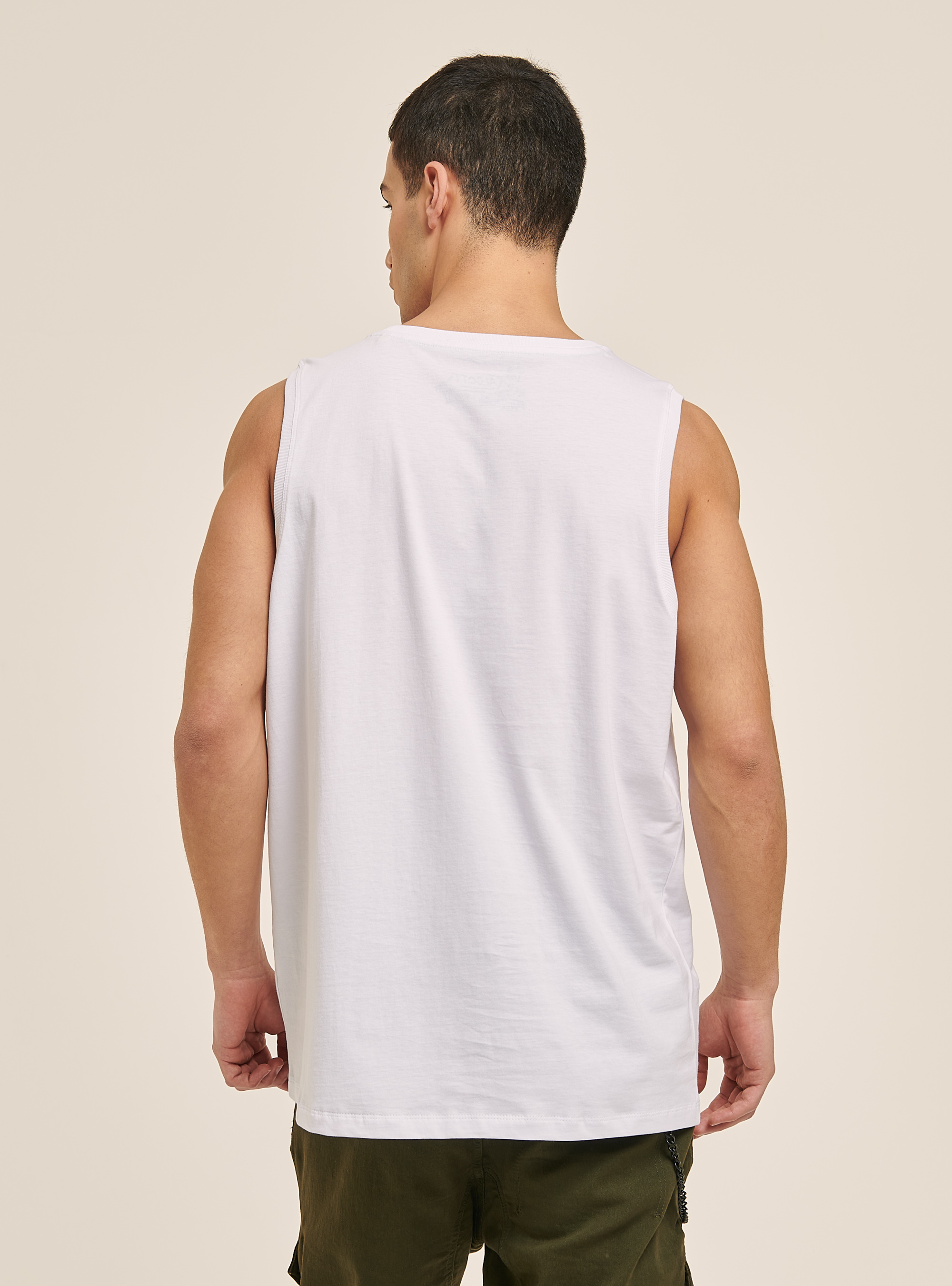 Débardeur en coton imprimé tête de mort, C099 WHITE