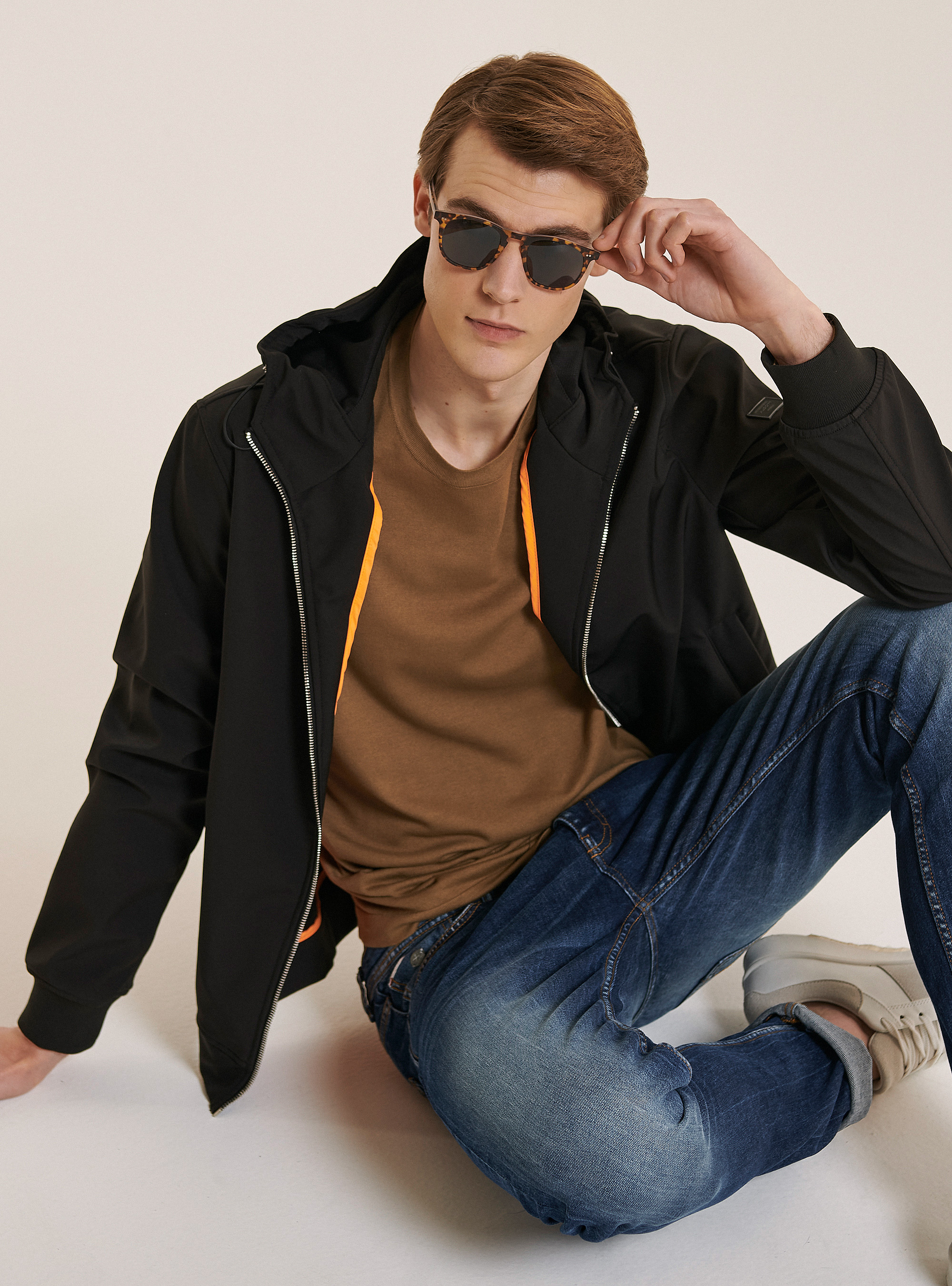 Windproof and waterproof technical fabric jacket, C101 BLACK