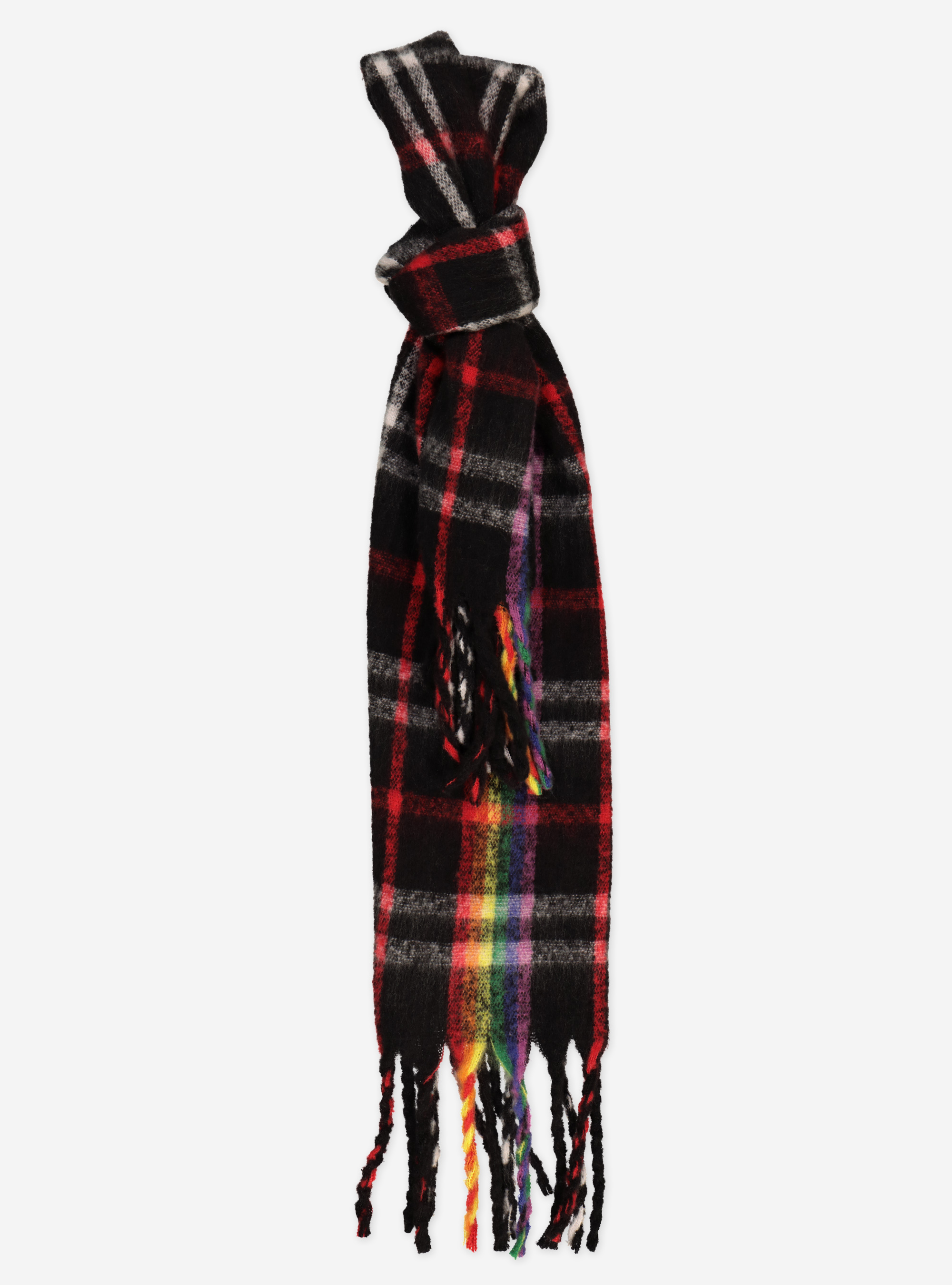 Écharpe à franges, CHECKS BLACK