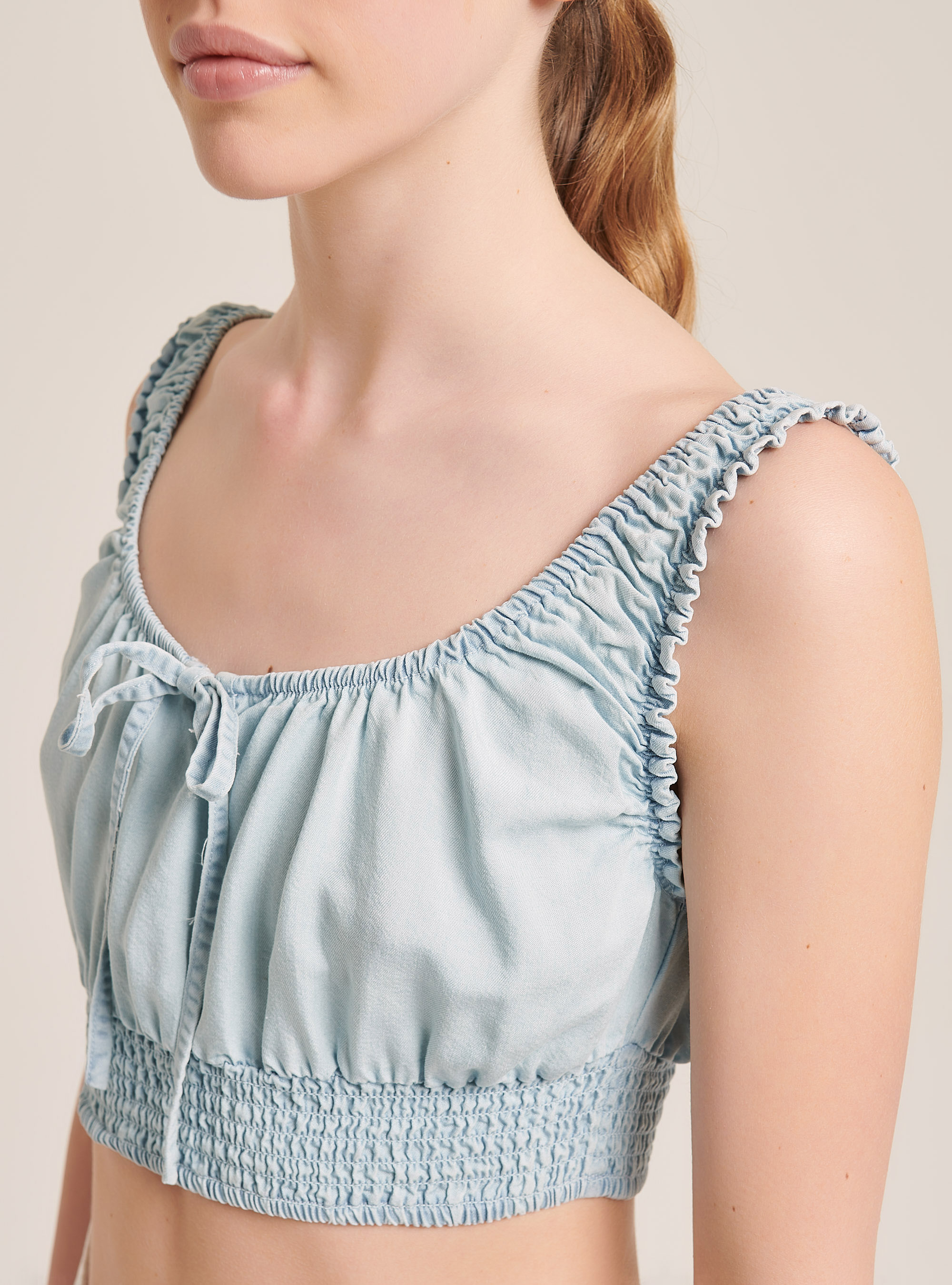 Crop top in denim, CELESTE