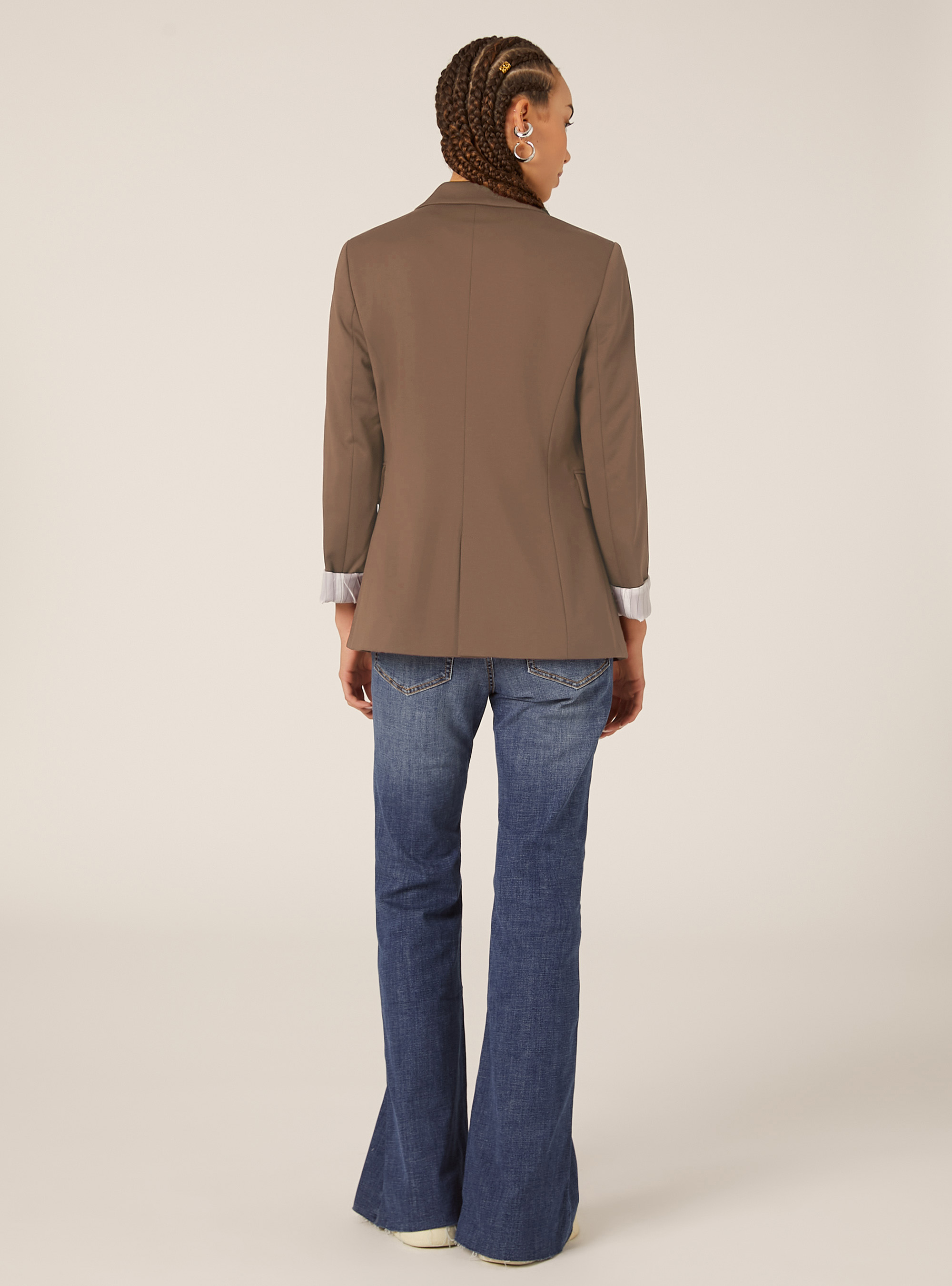 Blazer morbido in jersey, BR3 BROWN LIGHT