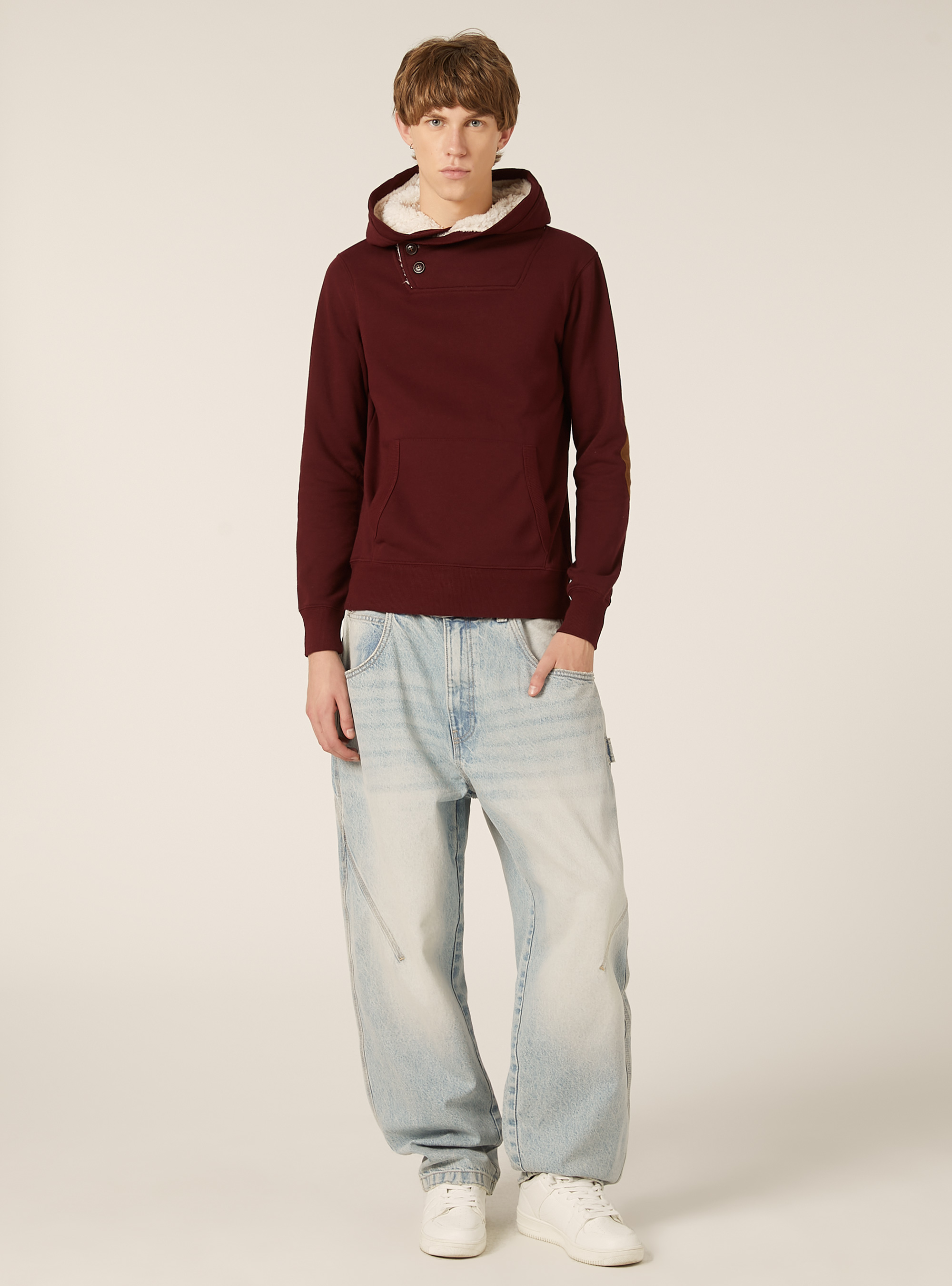 Kapuzenpullover aus Kunstfell, BO2 BORDEAUX MEDIUM