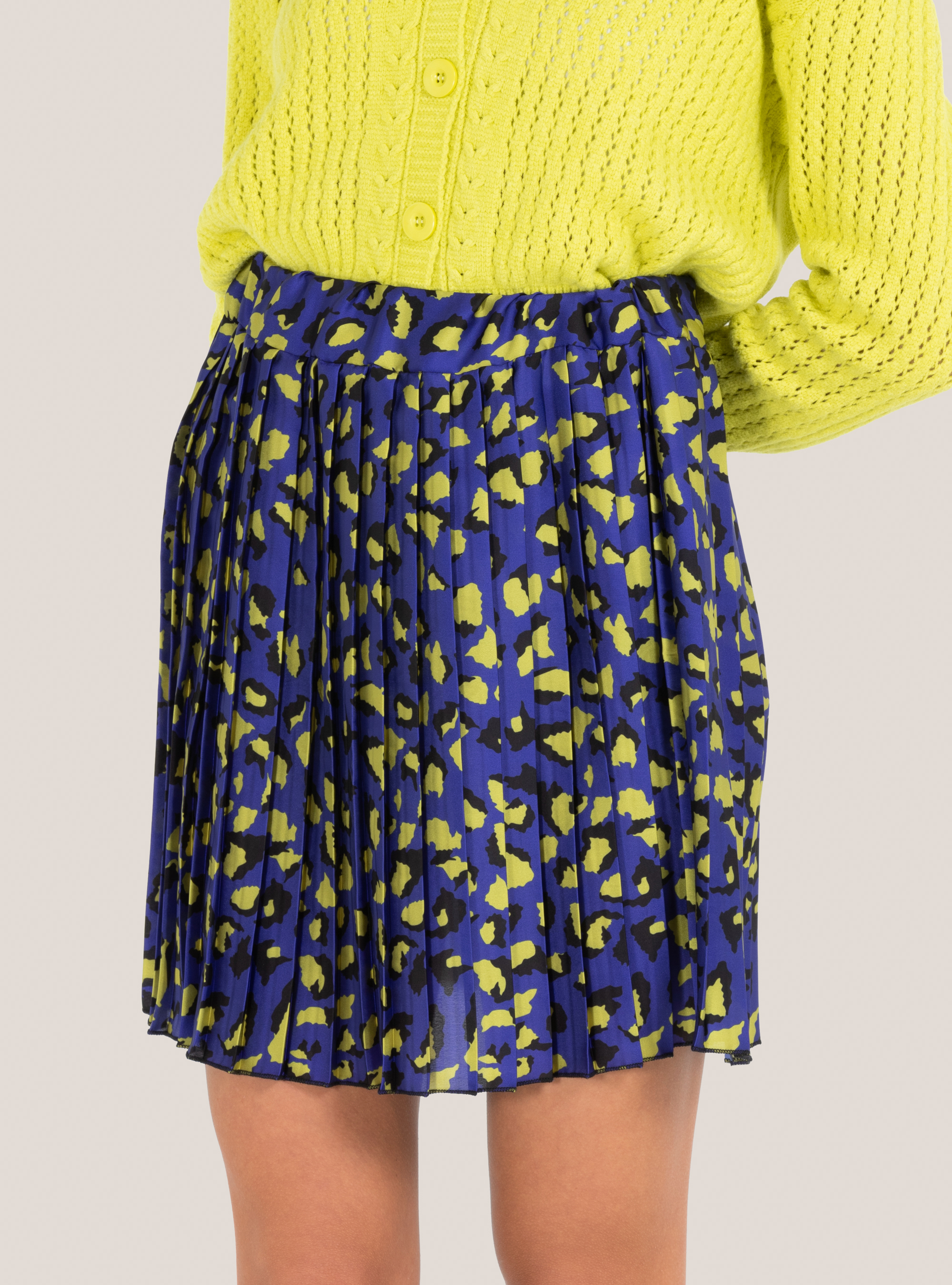 Pleated animal print skirt, C4453 PURPLE