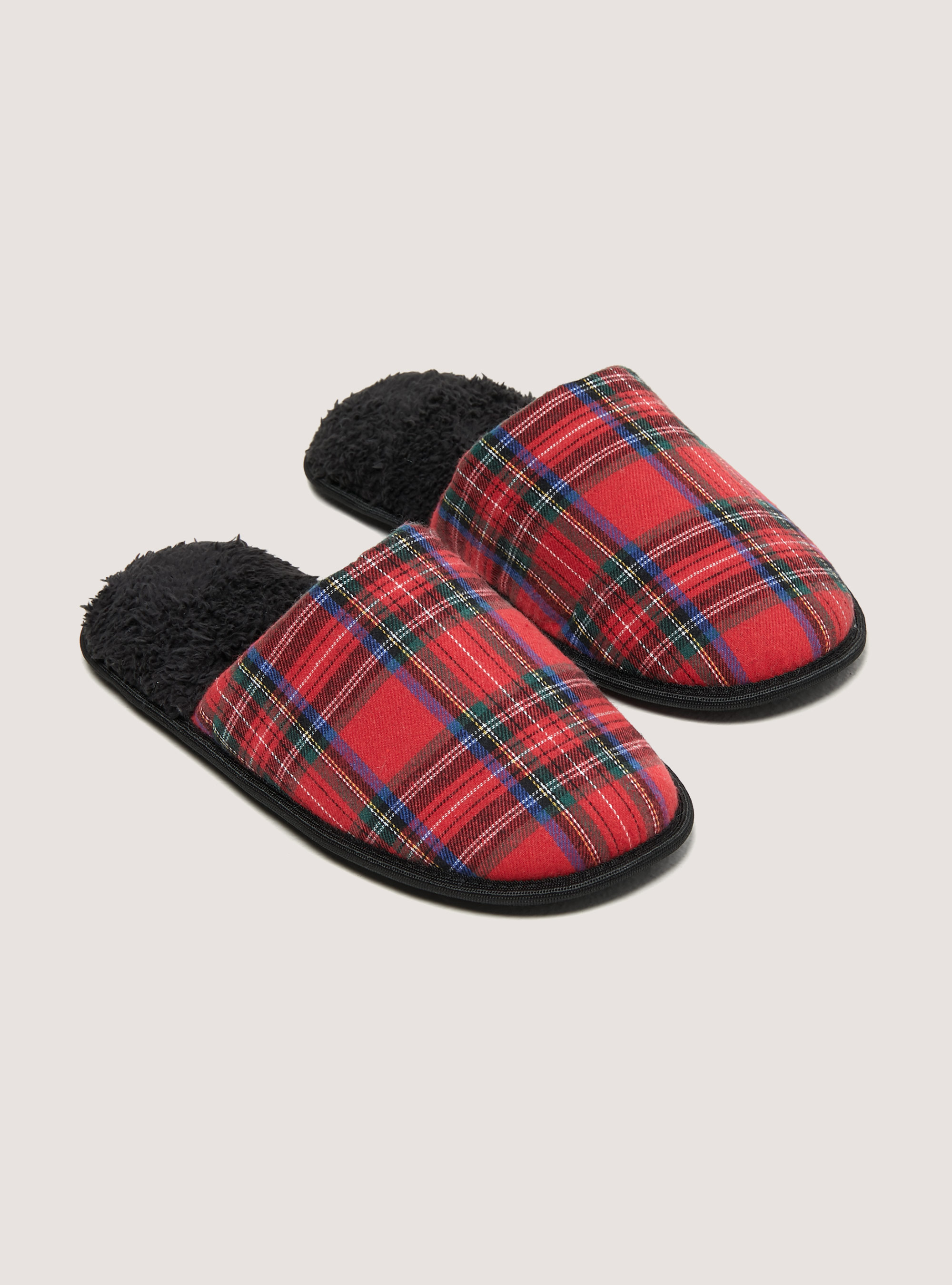 Tartan slippers, RED