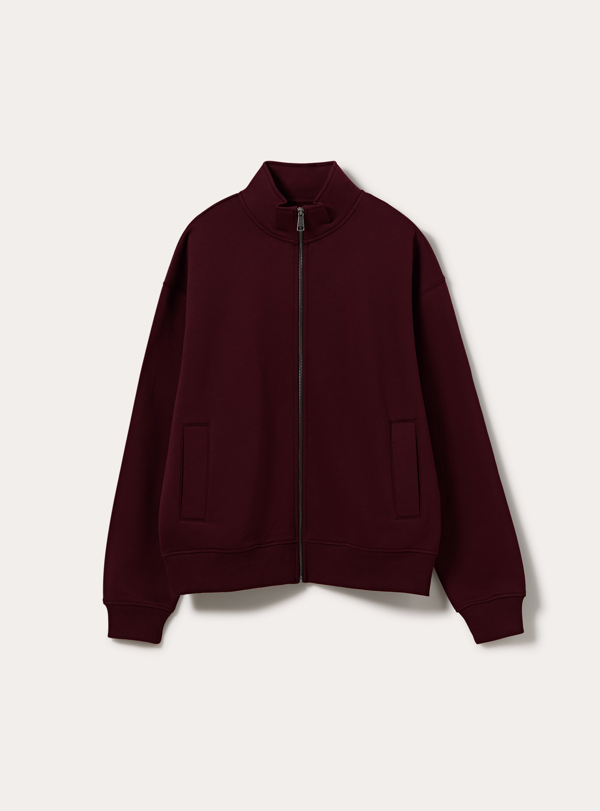 Zip front sweatshirt with mock neck, BO1 BORDEAUX DARK