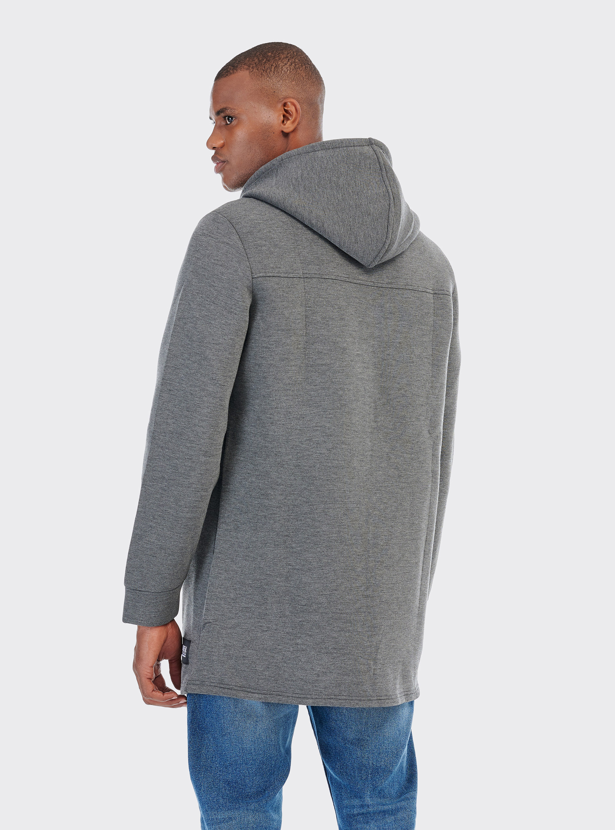SUDADERA CON CAPUCHA ABIERTA, GRIS MELANGE