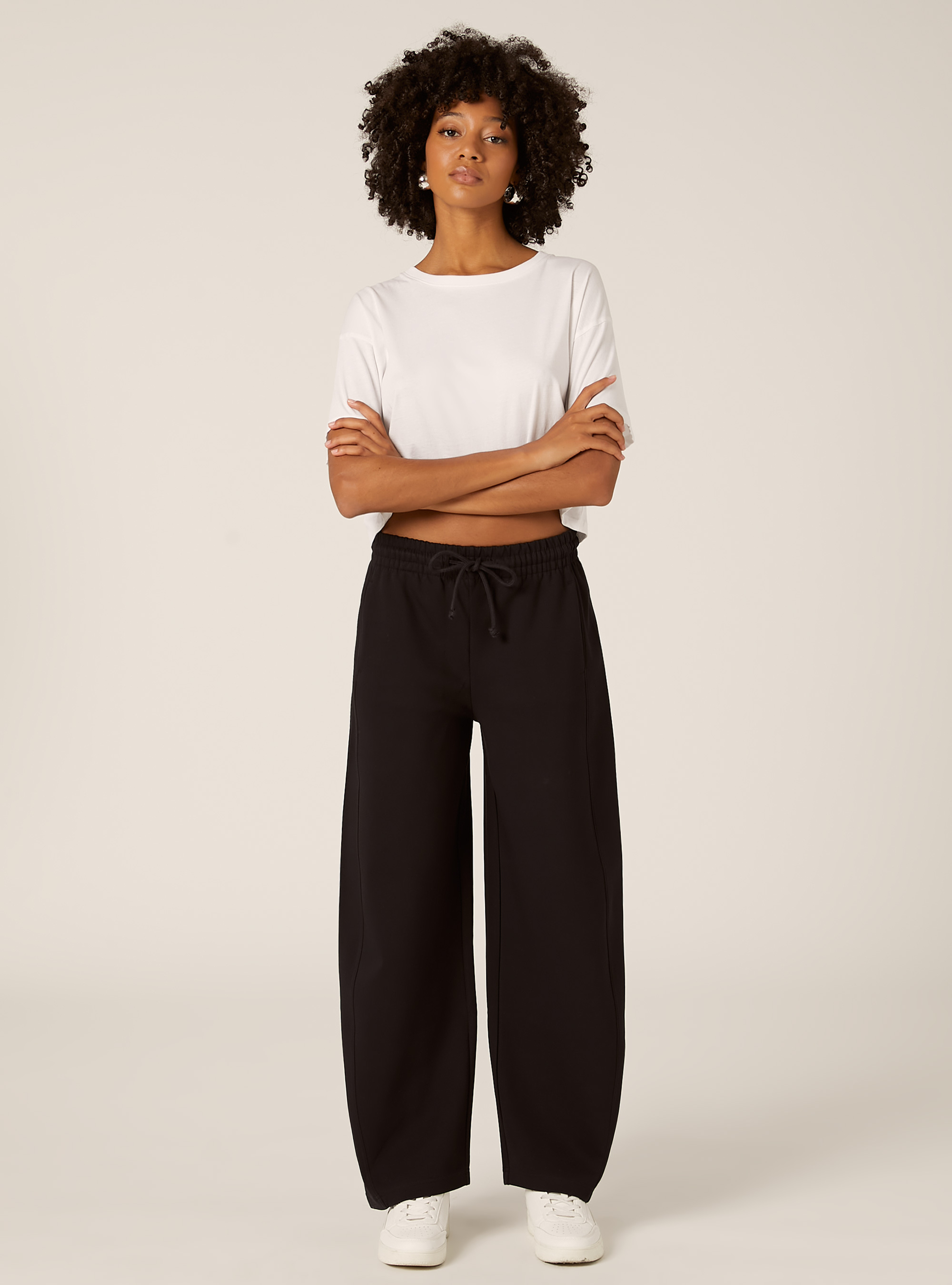 Barrel fit jogger trousers, BK1 BLACK