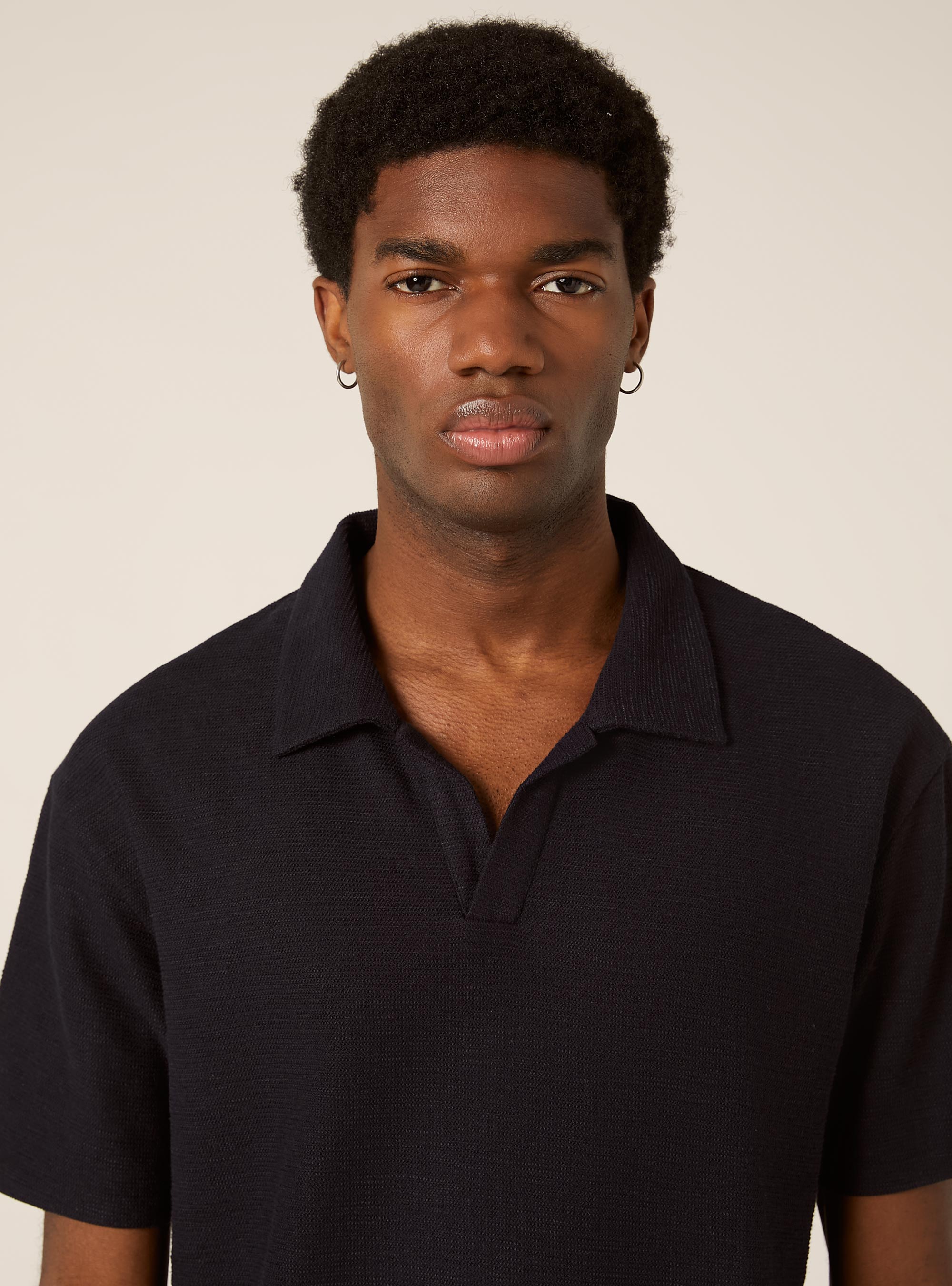 Waffle Knit Polo Shirt, NA1 NAVY DARK