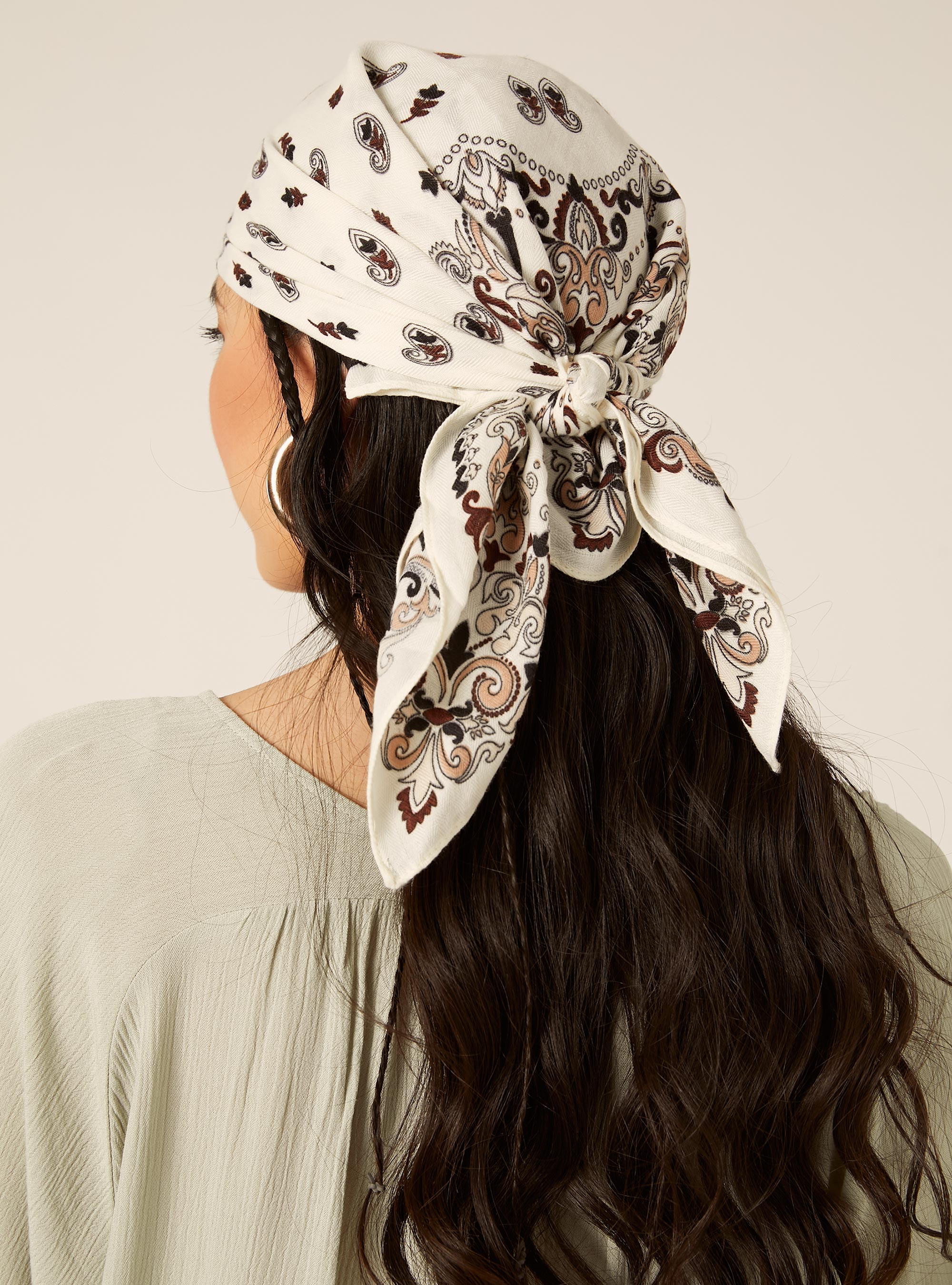 Sciarpa foulard stampa paisley, WH1 OFF WHITE
