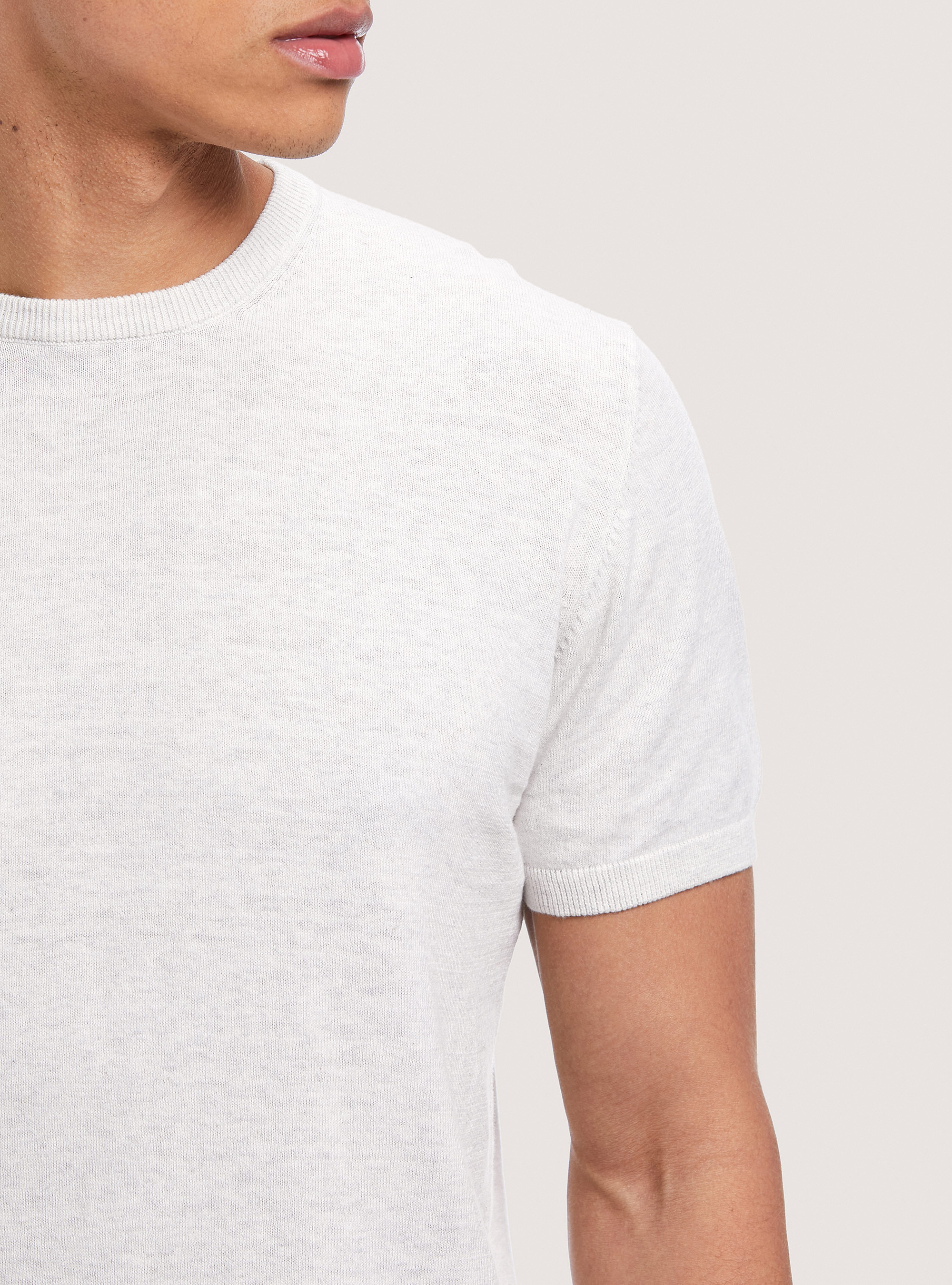 Short-sleeved cotton pullover, C148 ICE MELANGE