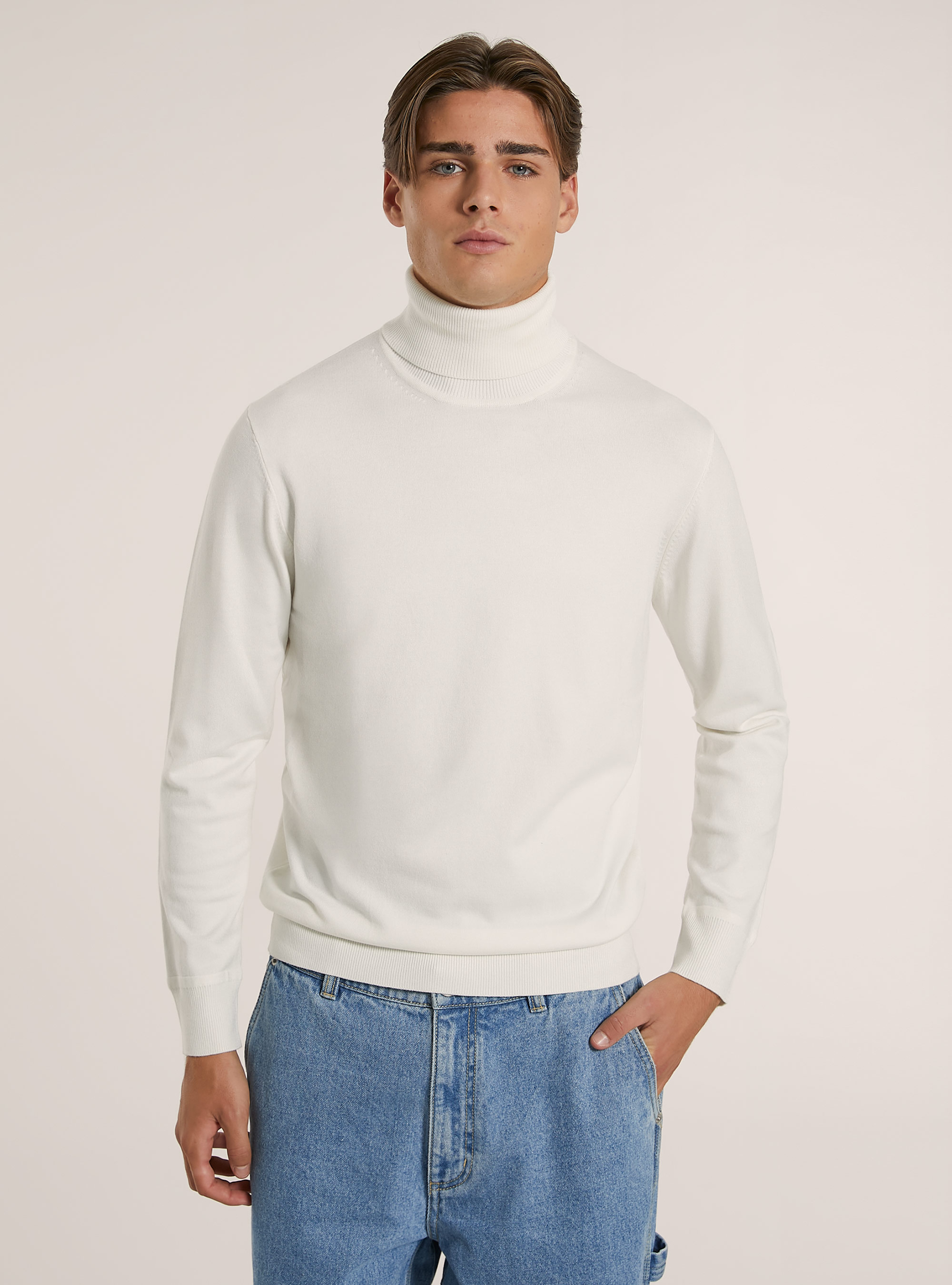 Pullover collo alto in viscosa, WH2 WHITE