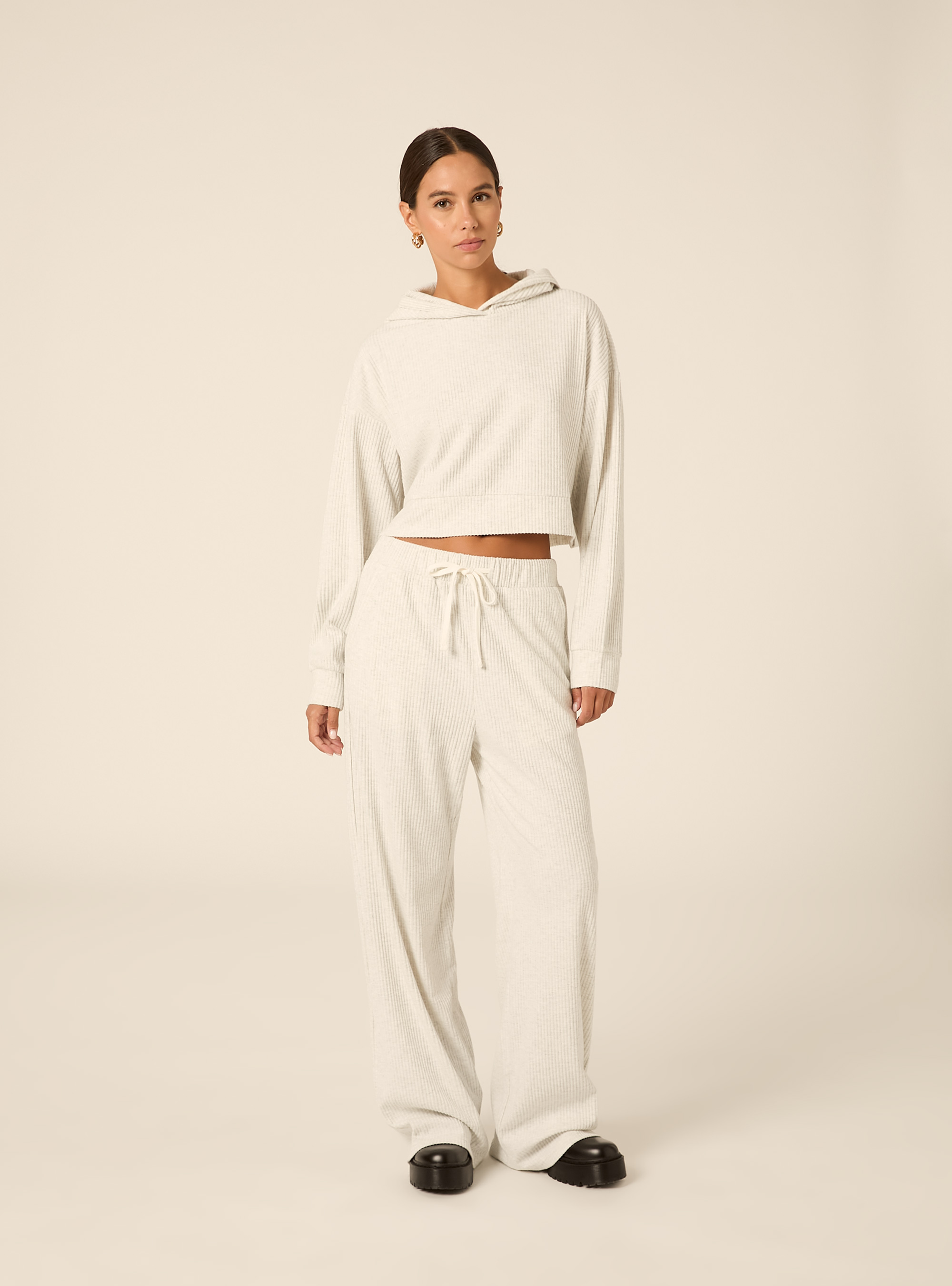 Felpa crop con cappuccio, MGY3 GREY MEL LIGHT