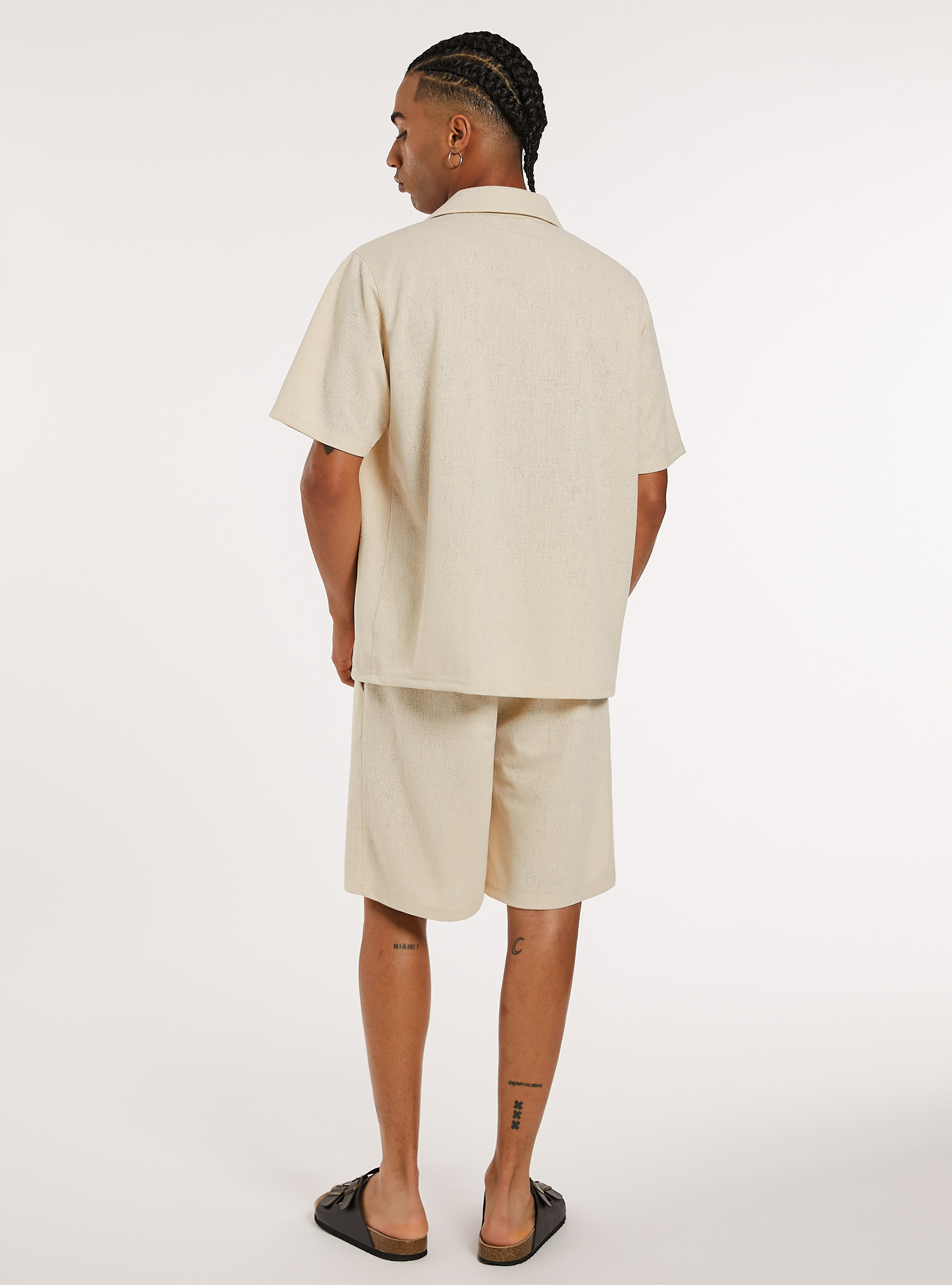 Camicia bowling testurizzata, CR3 CREAM LIGHT