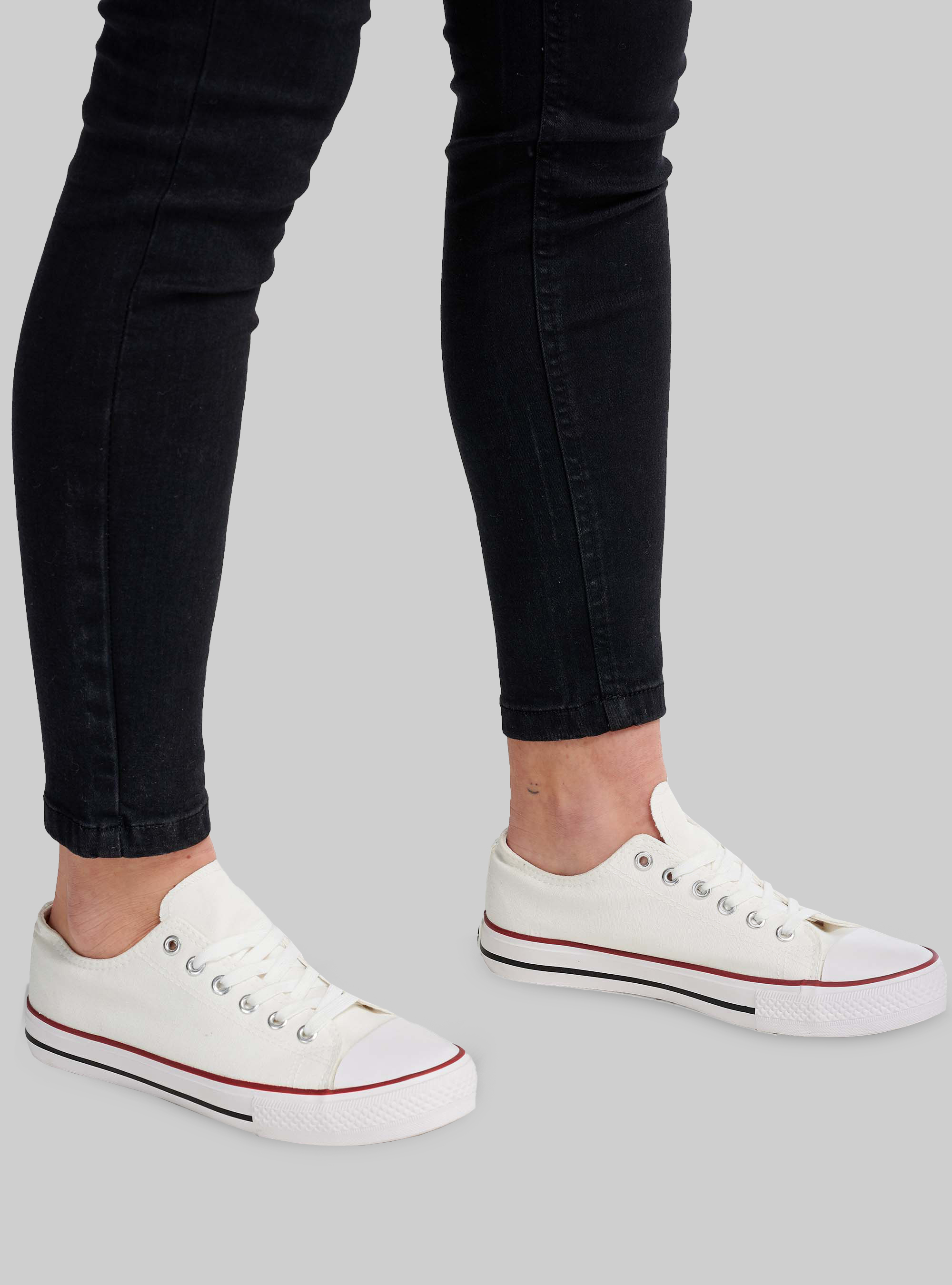 Sneakers basse in tela, BLANCO