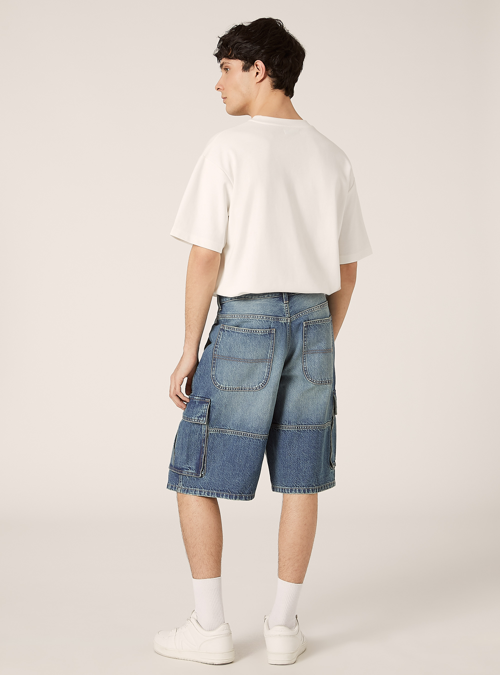 Bermuda cargo en denim, D006 AZURE