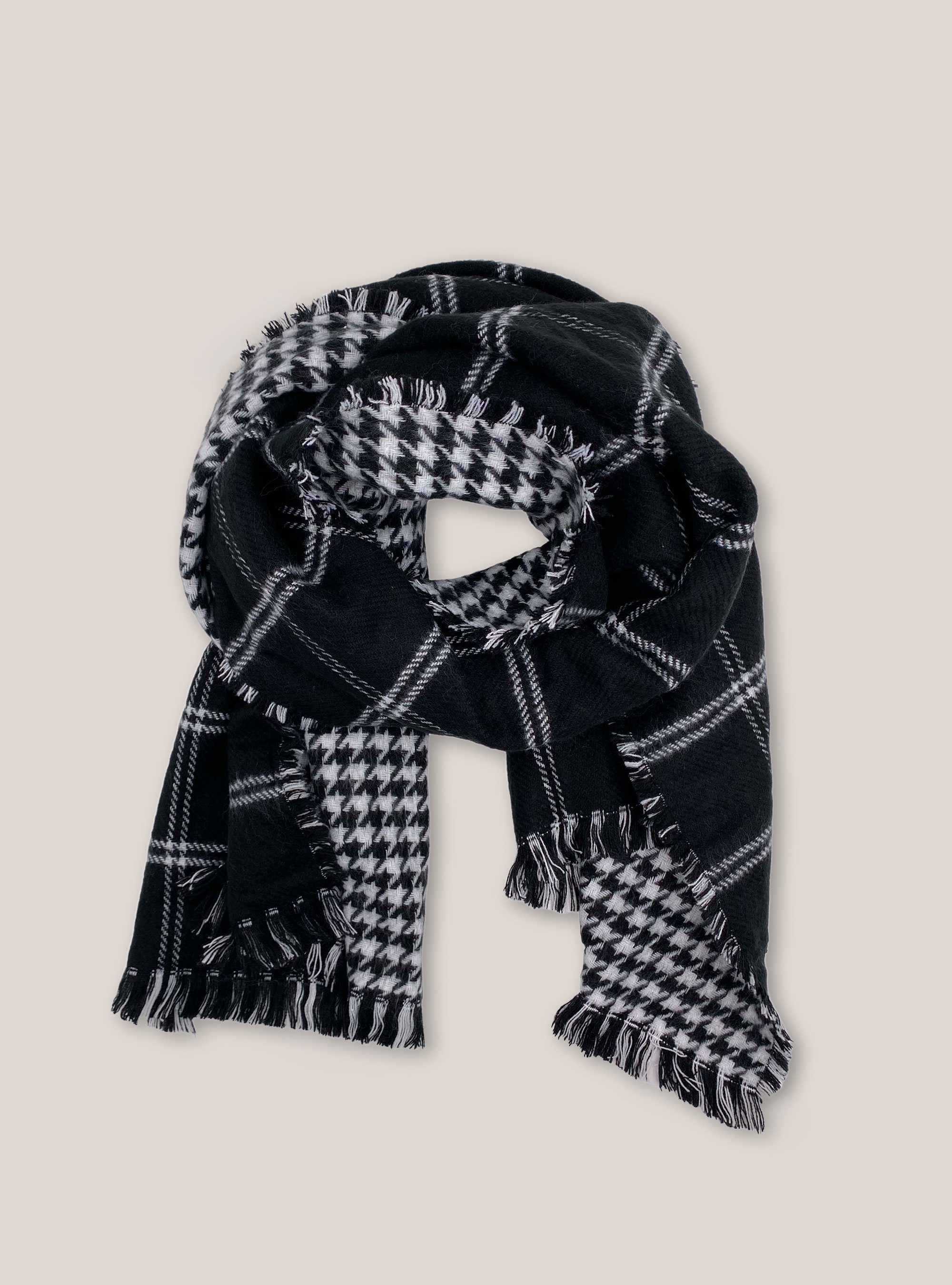 Doppelseitiger Schal mit Karomuster, CHECKS BLACK