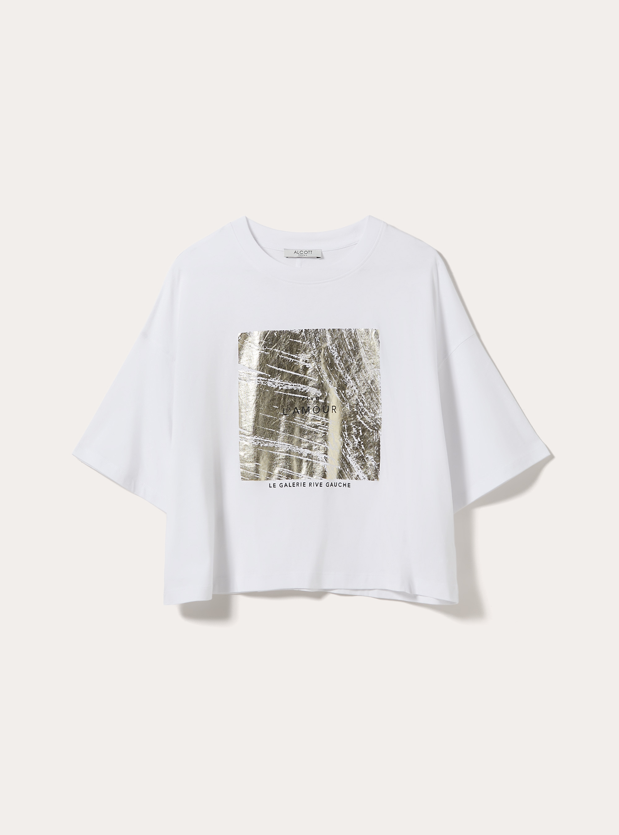 Metallic Print Crop T-Shirt, WH3 WHITE