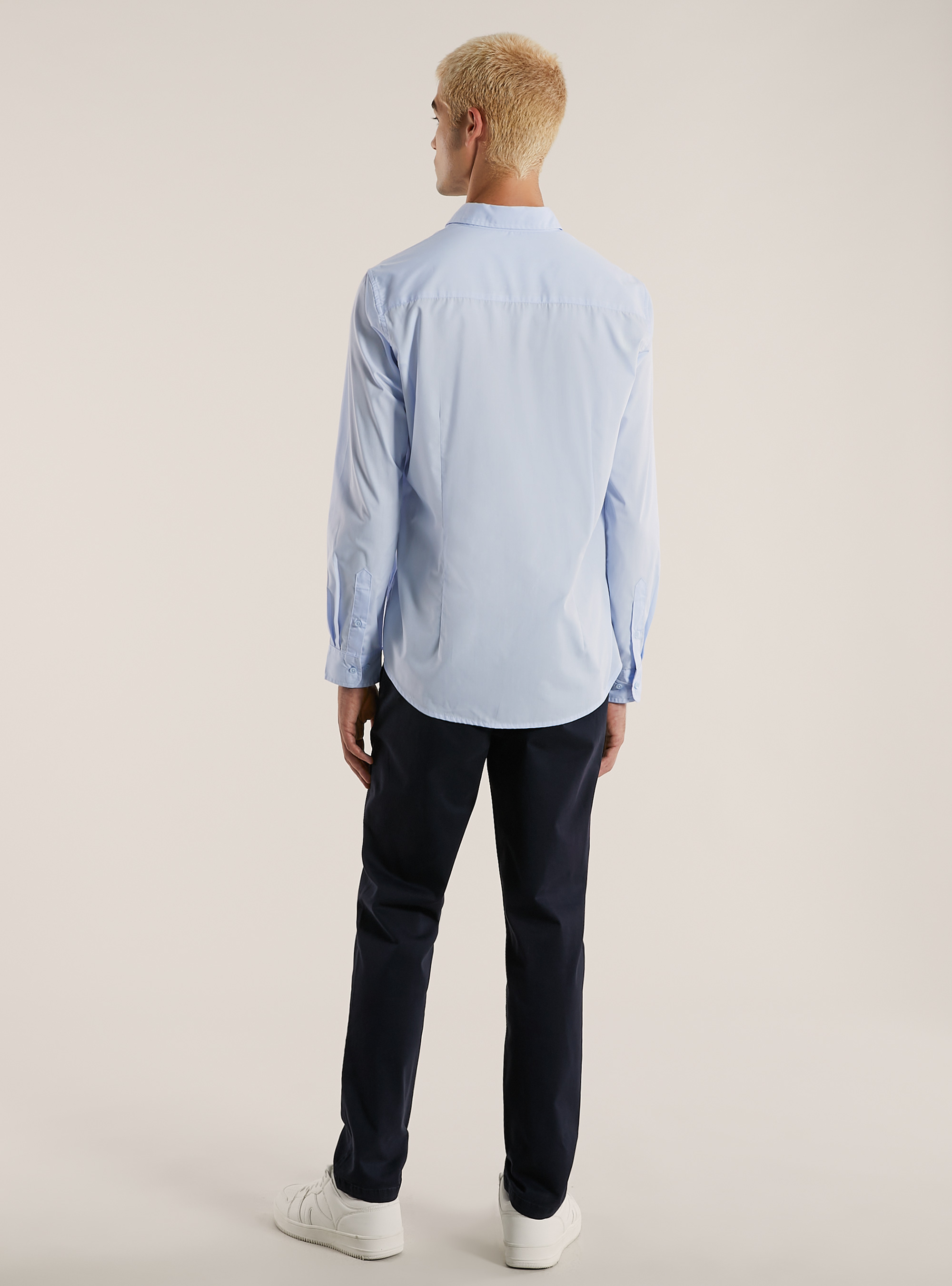 Einfarbiges lang&auml;rmeliges Hemd, AZ1 AZURE DARK