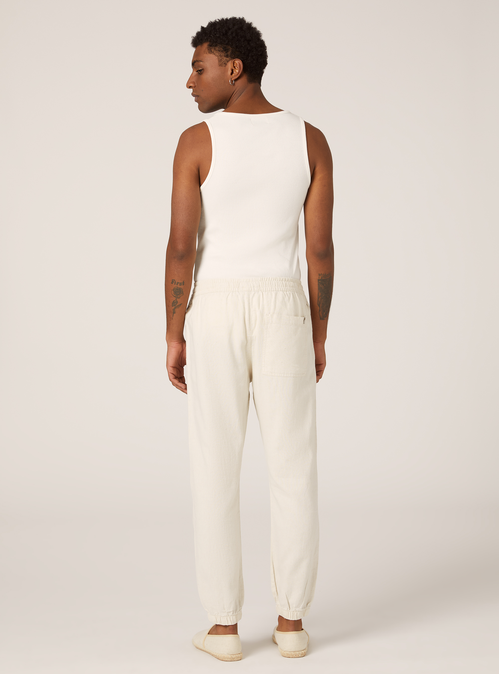 Jogginghose aus Leinenmischung, MWH1 WHITE MEL DARK