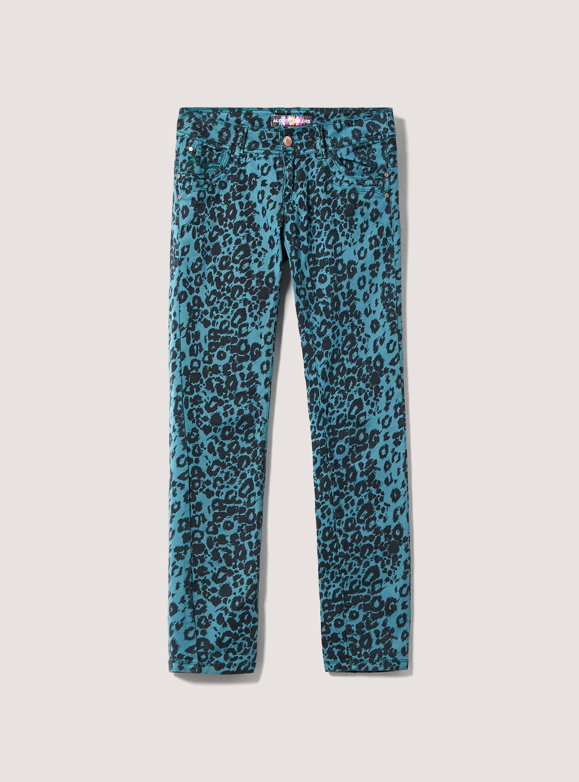 Pantaloni stampati effetto laminato, C641 GREEN