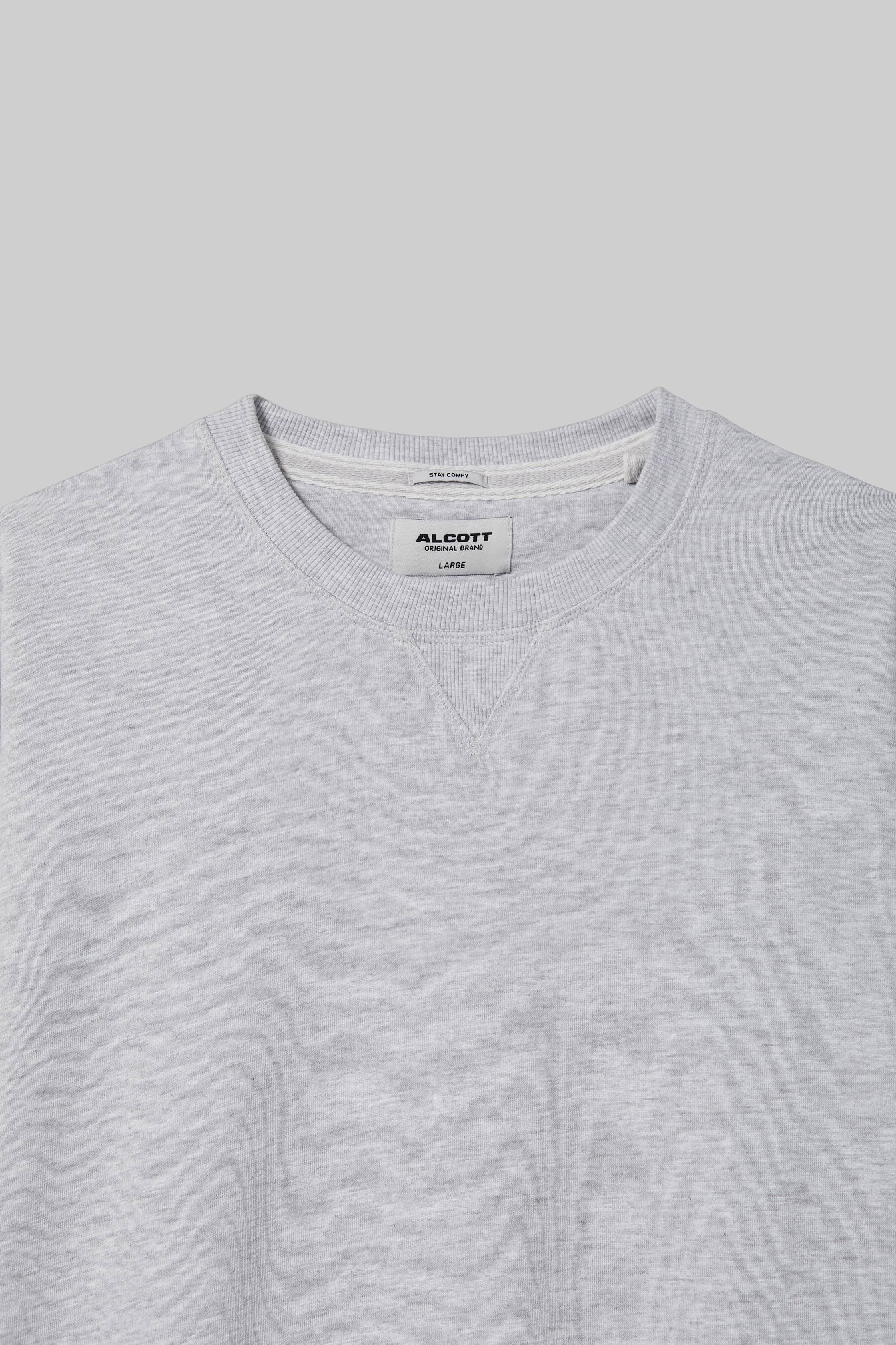 Plain-coloured crew-neck sweatshirt, MGY3 GREY MEL LIGHT