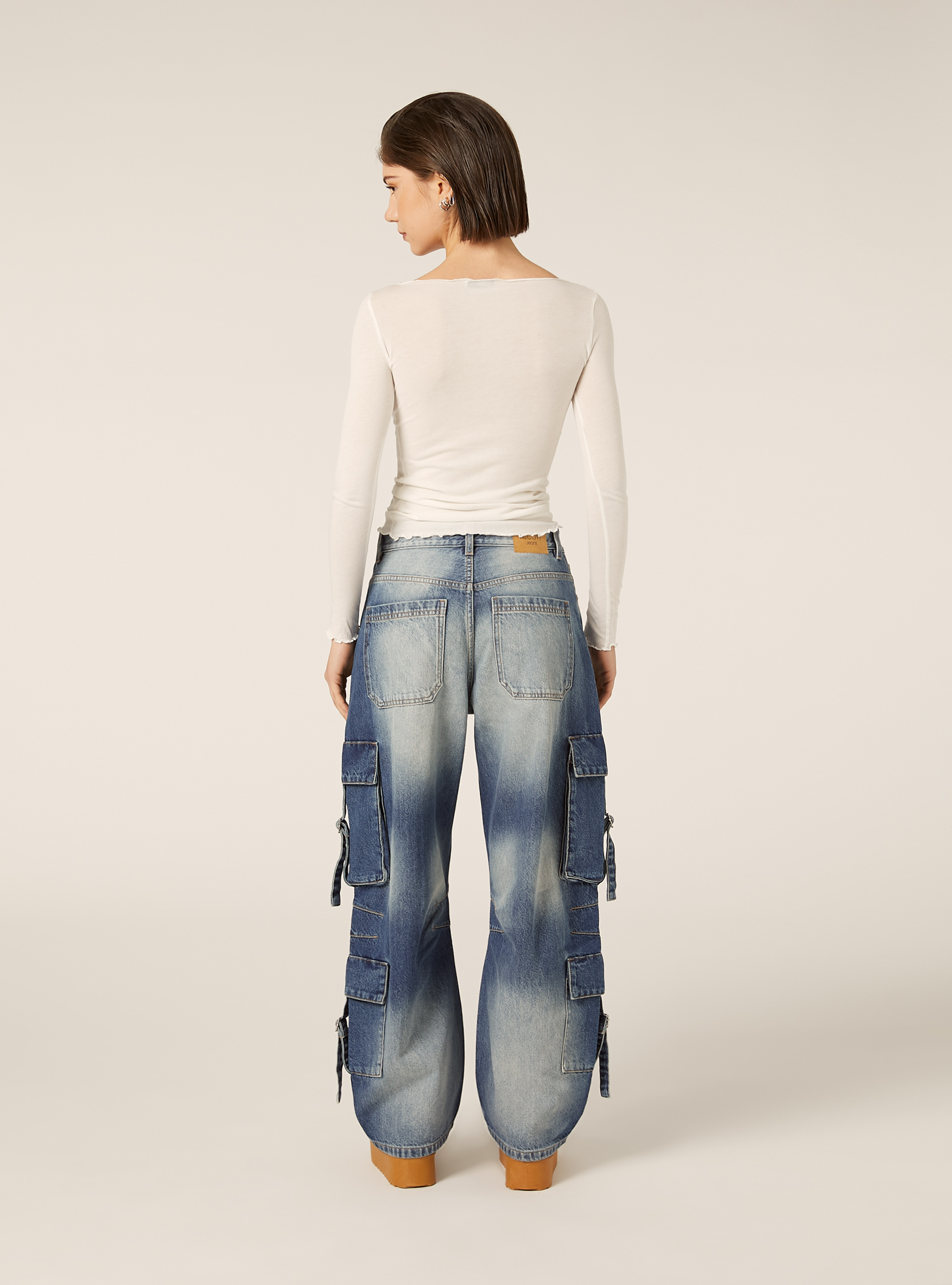 Camiseta de manga larga en mezcla de lana, WH1 OFF WHITE