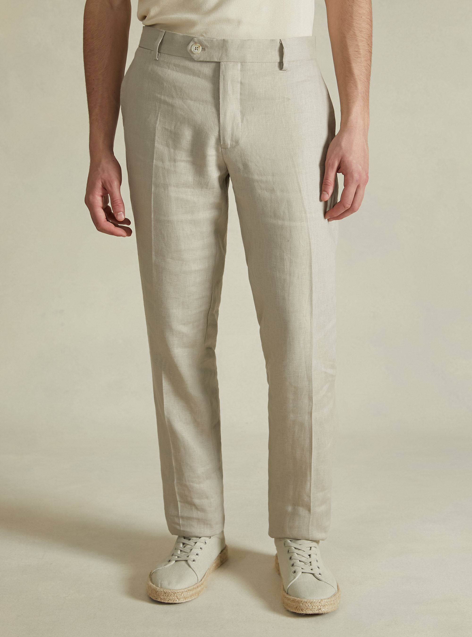 Pantaloni in puro lino, BG3 BEIGE LIGHT