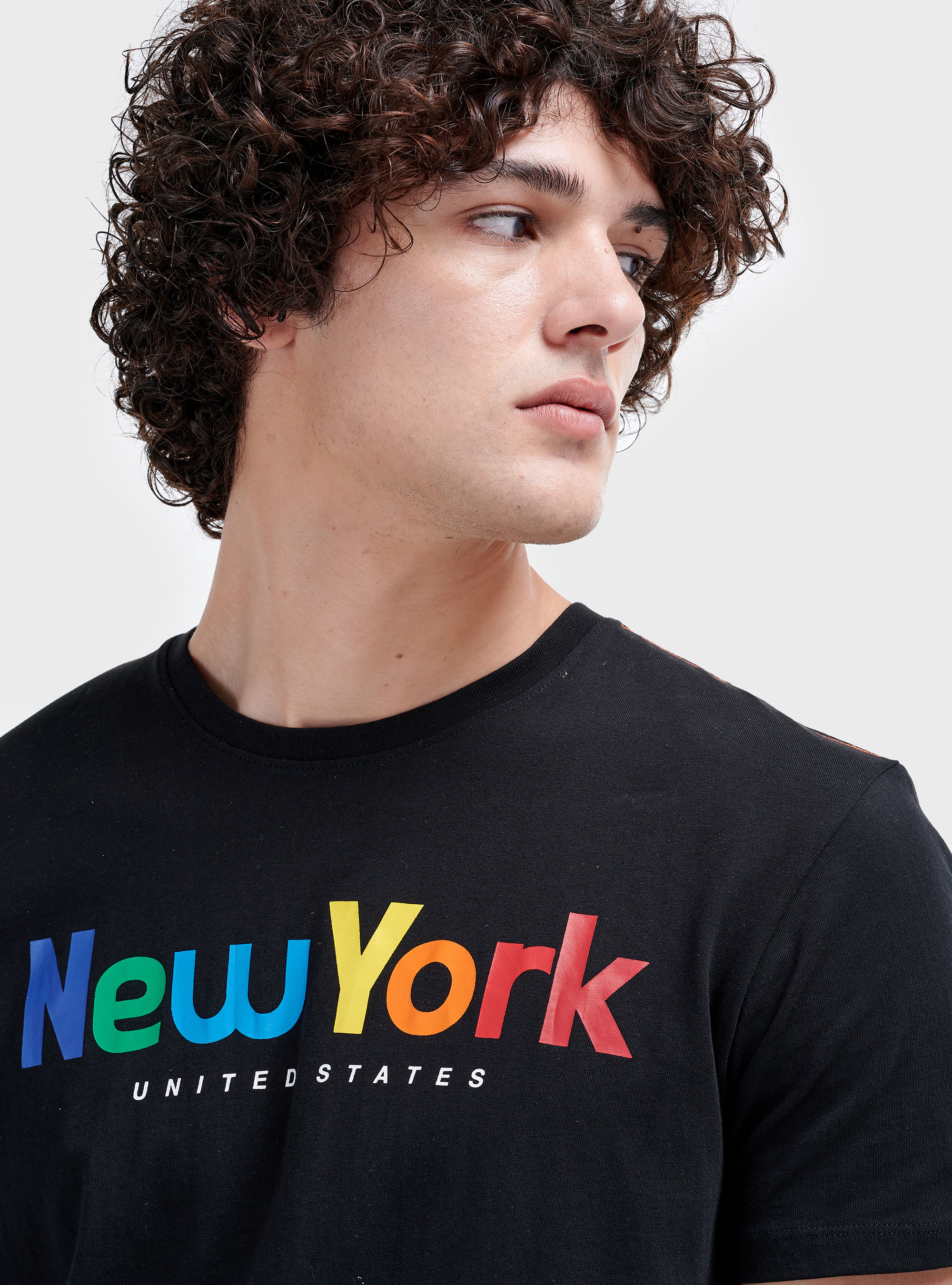 Multicolor printed t-shirt, BLACK