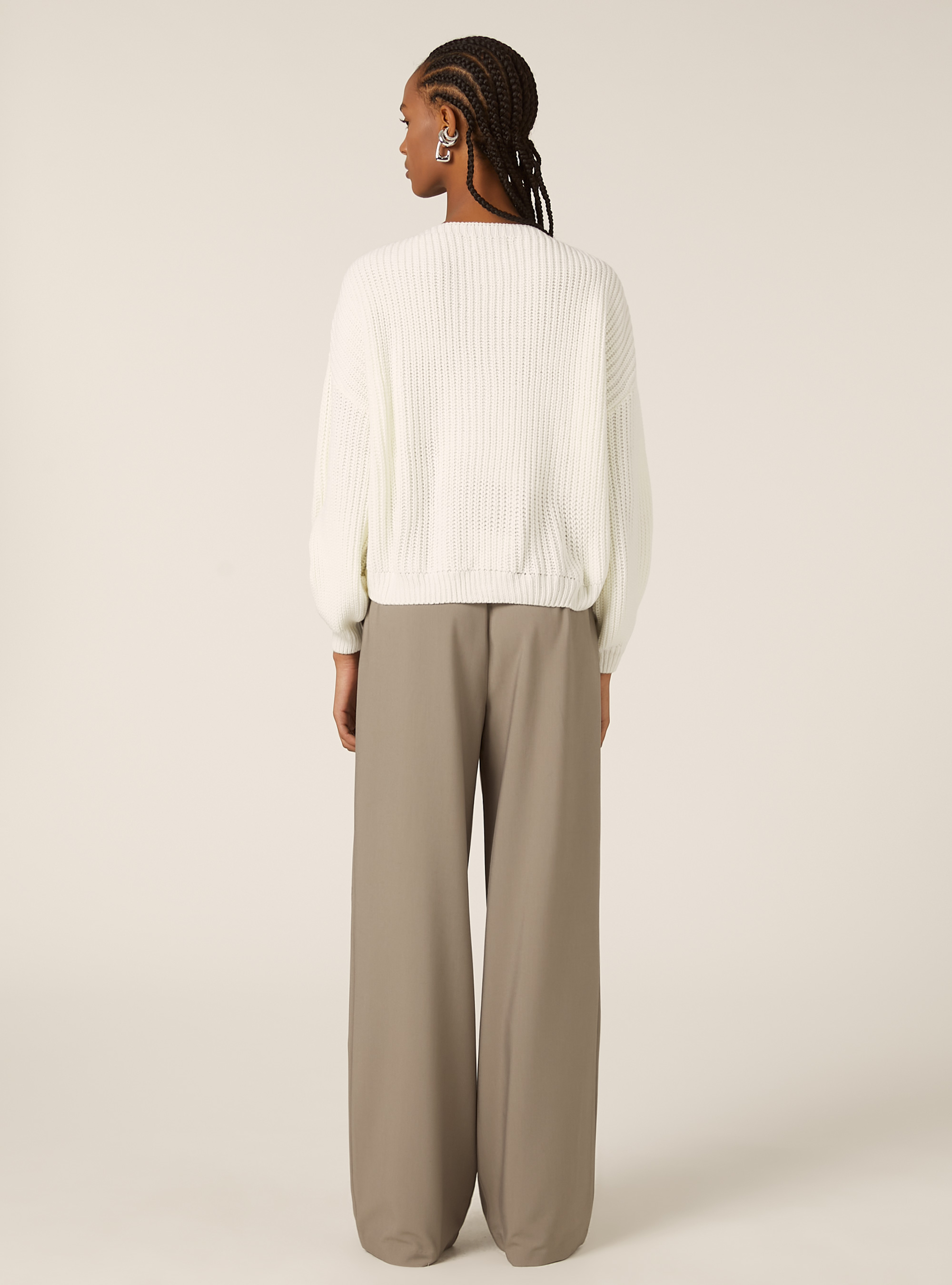 Knitted cardigan with V-neck, WH1 OFF WHITE