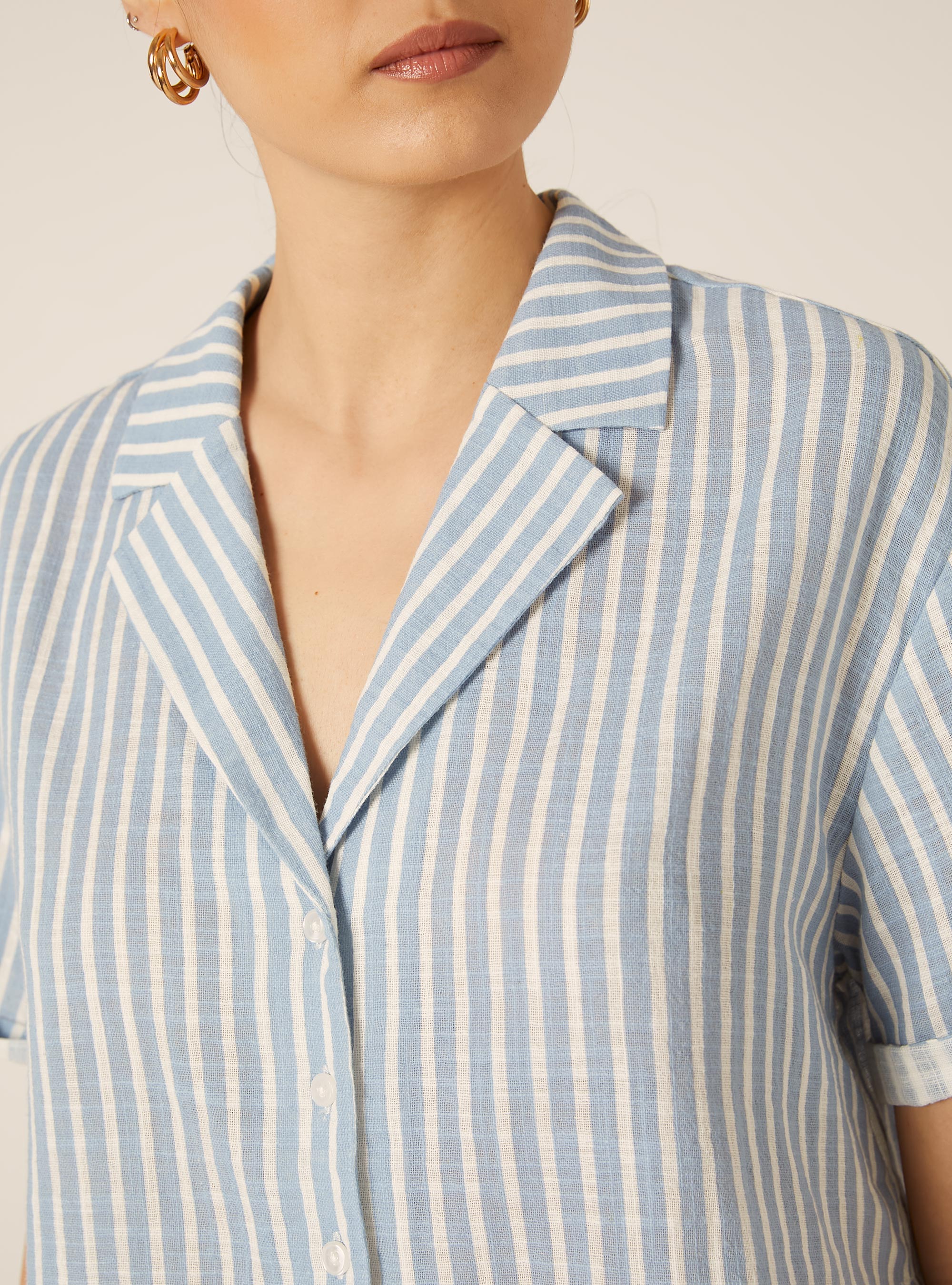 Camicia maniche corte crop, STRIPES