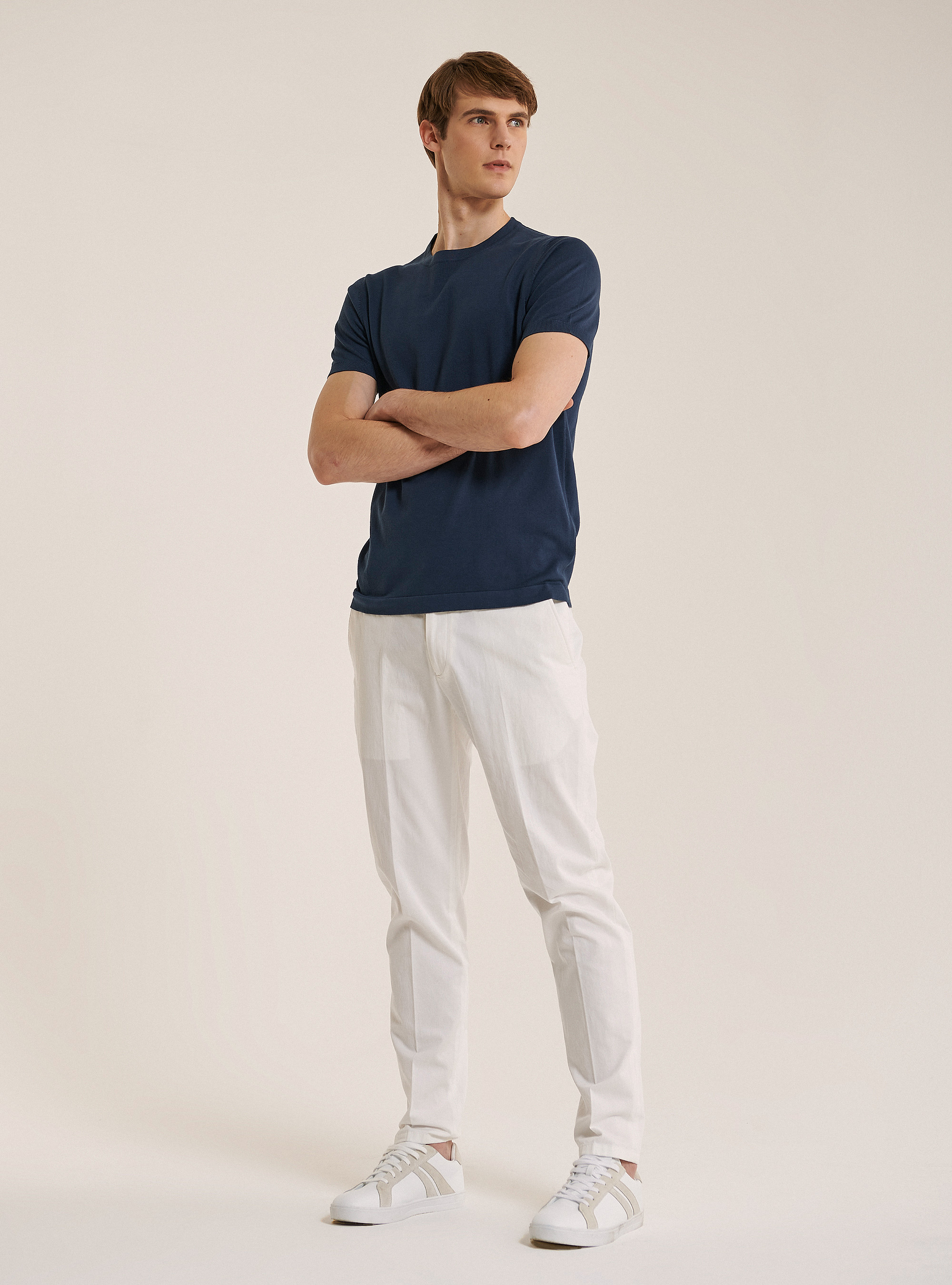 Pullover in cotone a maniche corte, C2201 BLUE