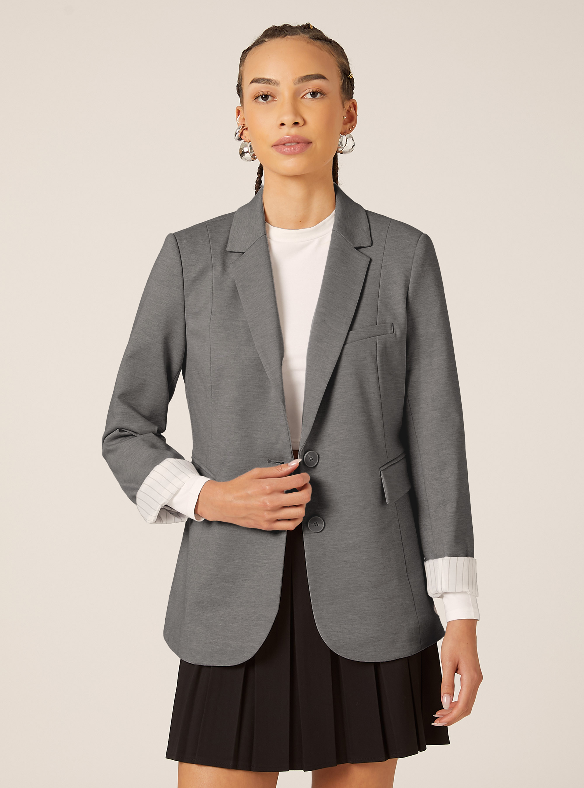 Blazer morbido in jersey, MGY1 GREY MEL DARK