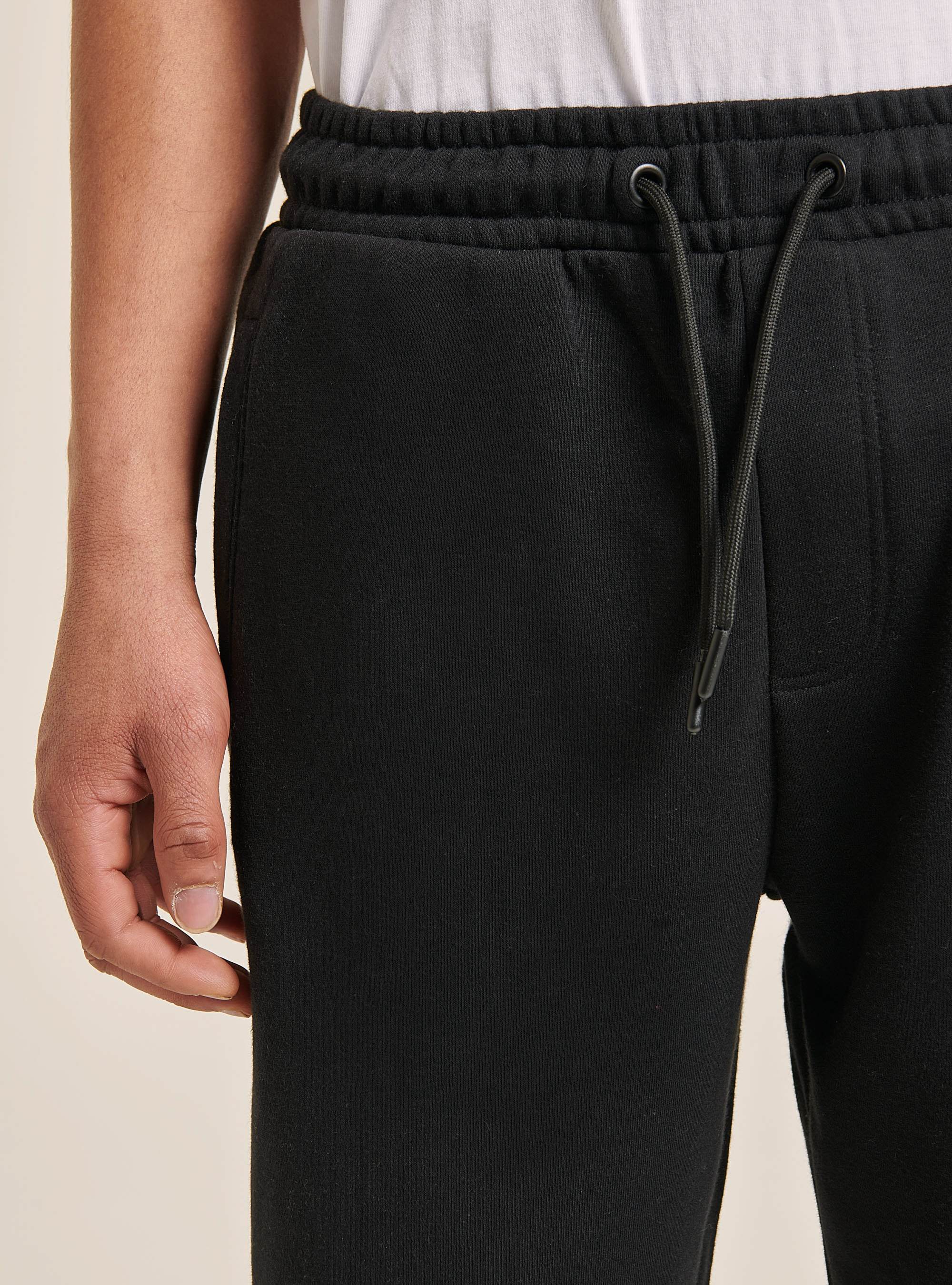 Pantalons jogger basic en tissu de sweatshirt avec coulisse, C101 BLACK