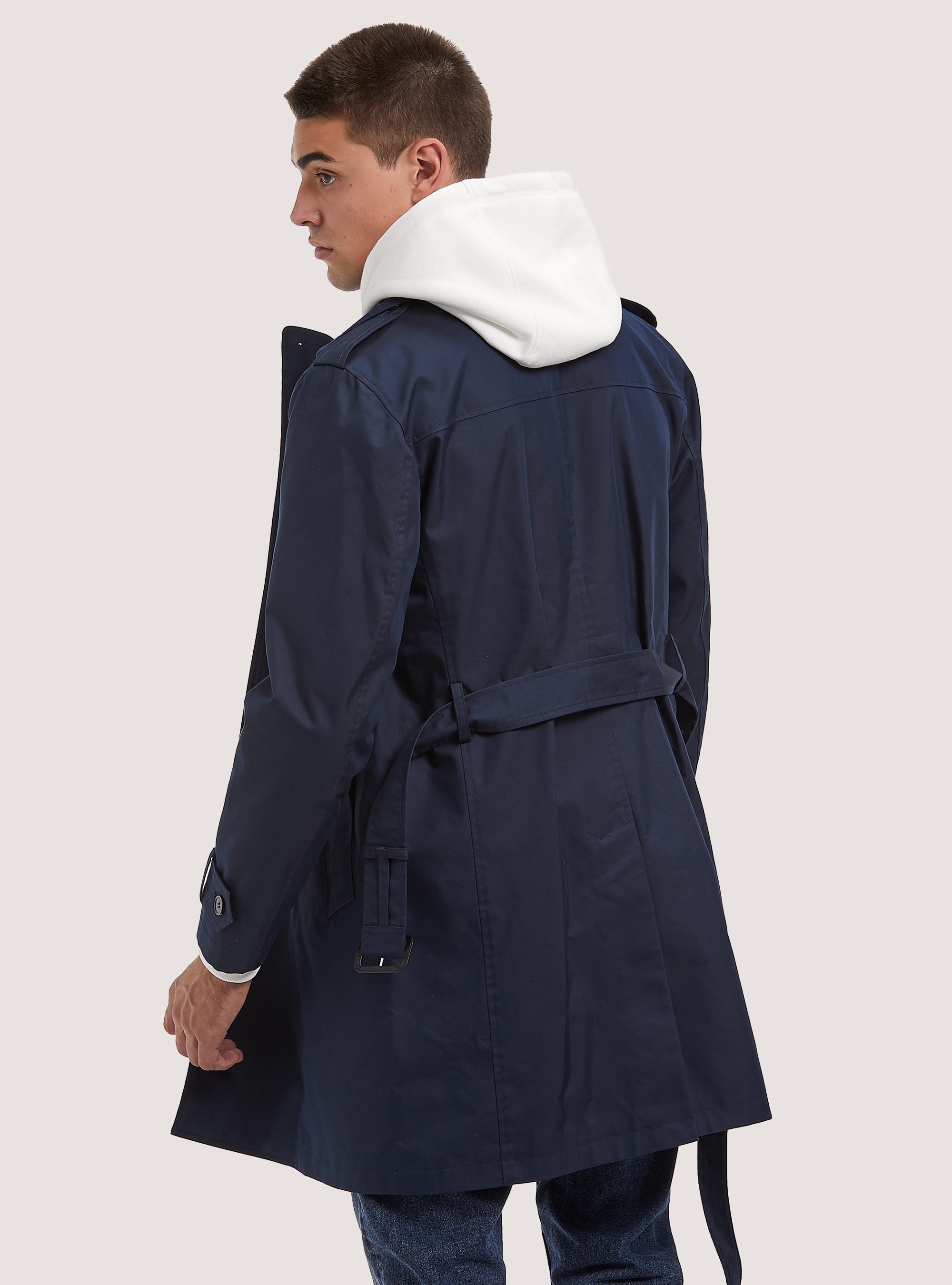 Gabardina de doble botonadura en mezcla de algod&oacute;n repelente al agua, NA1 NAVY DARK