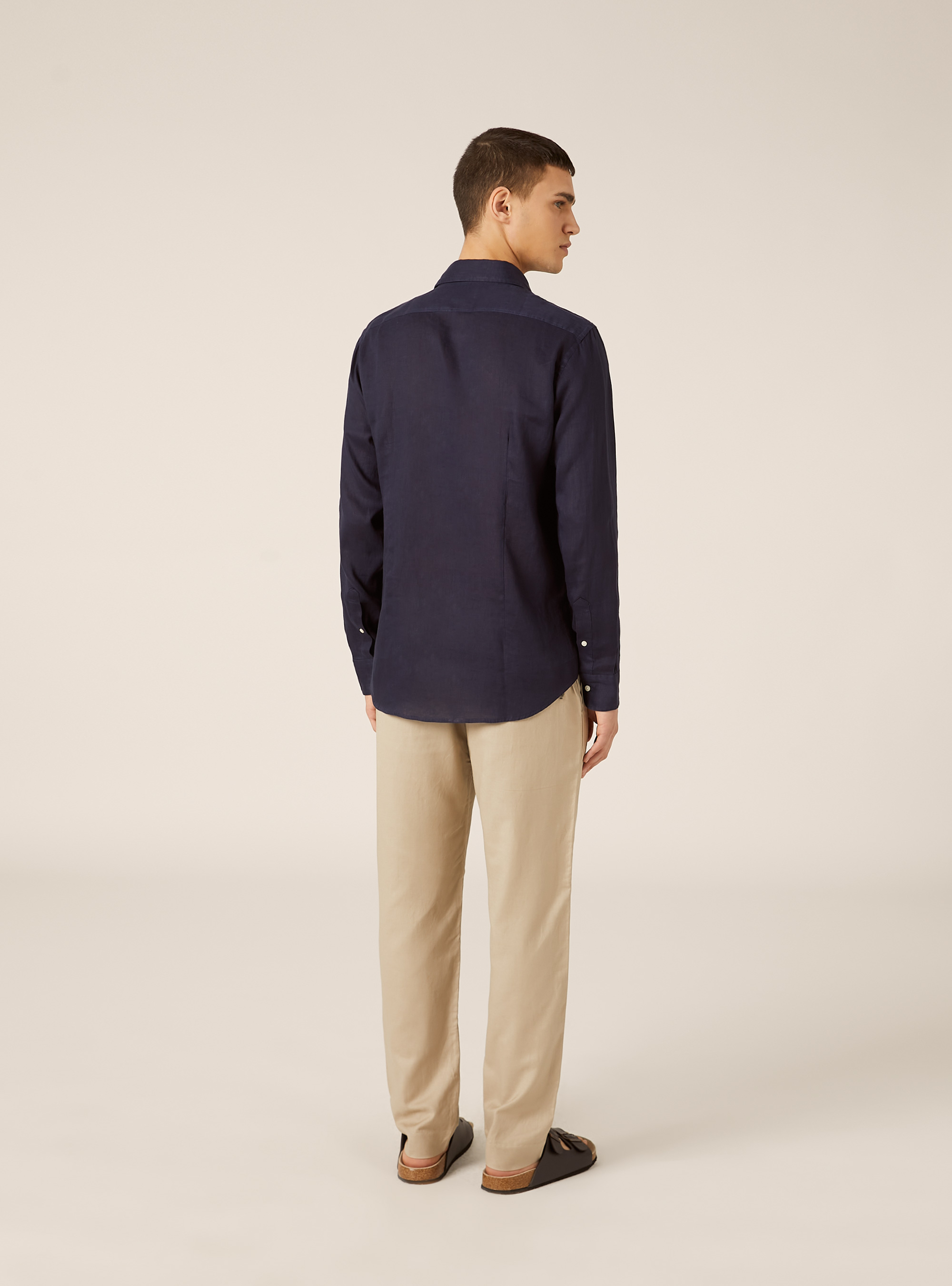 Camicia basica in lino, NA2 NAVY MEDIUM