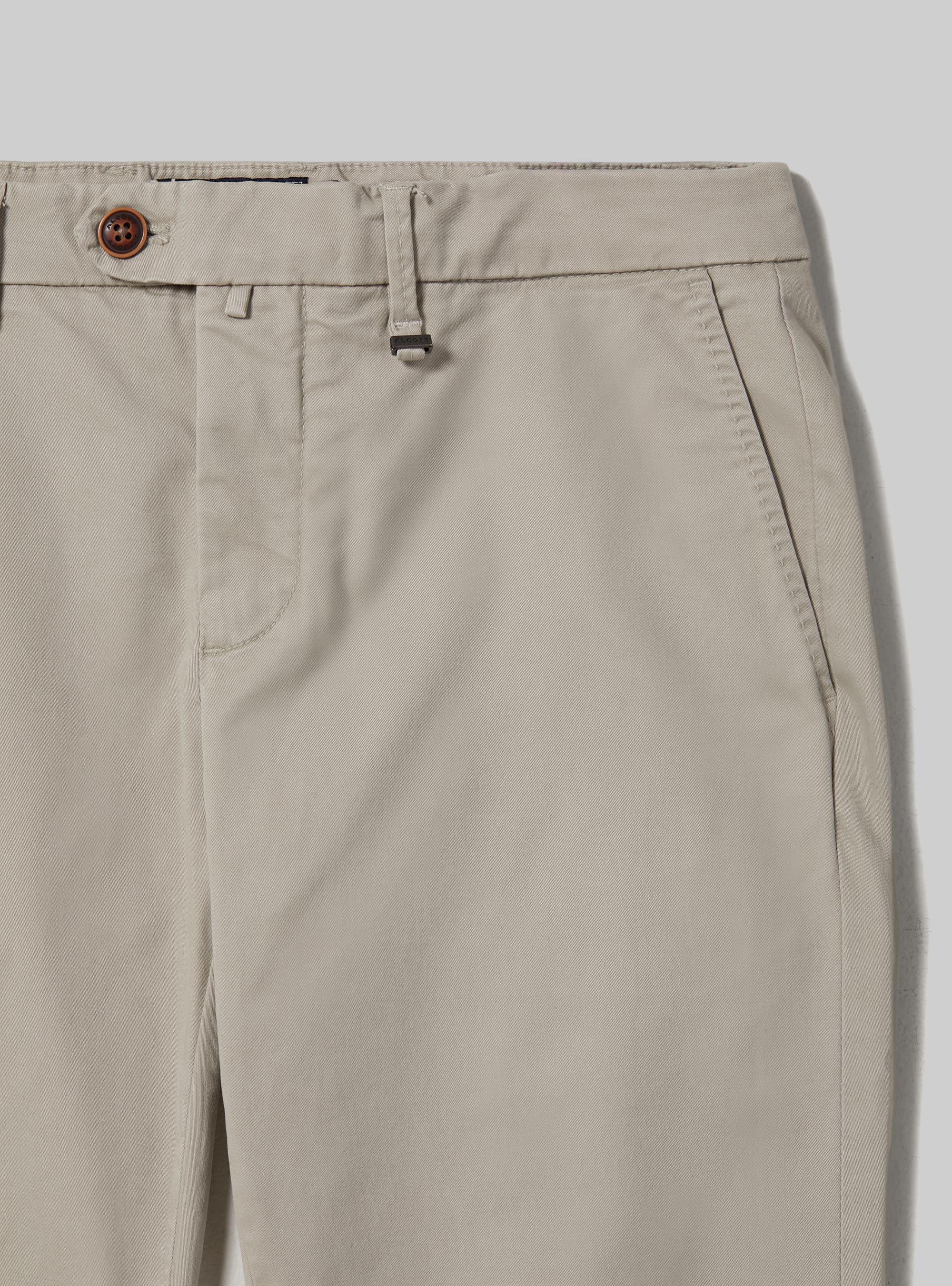 Stretch cotton twill chinos, BEIGE