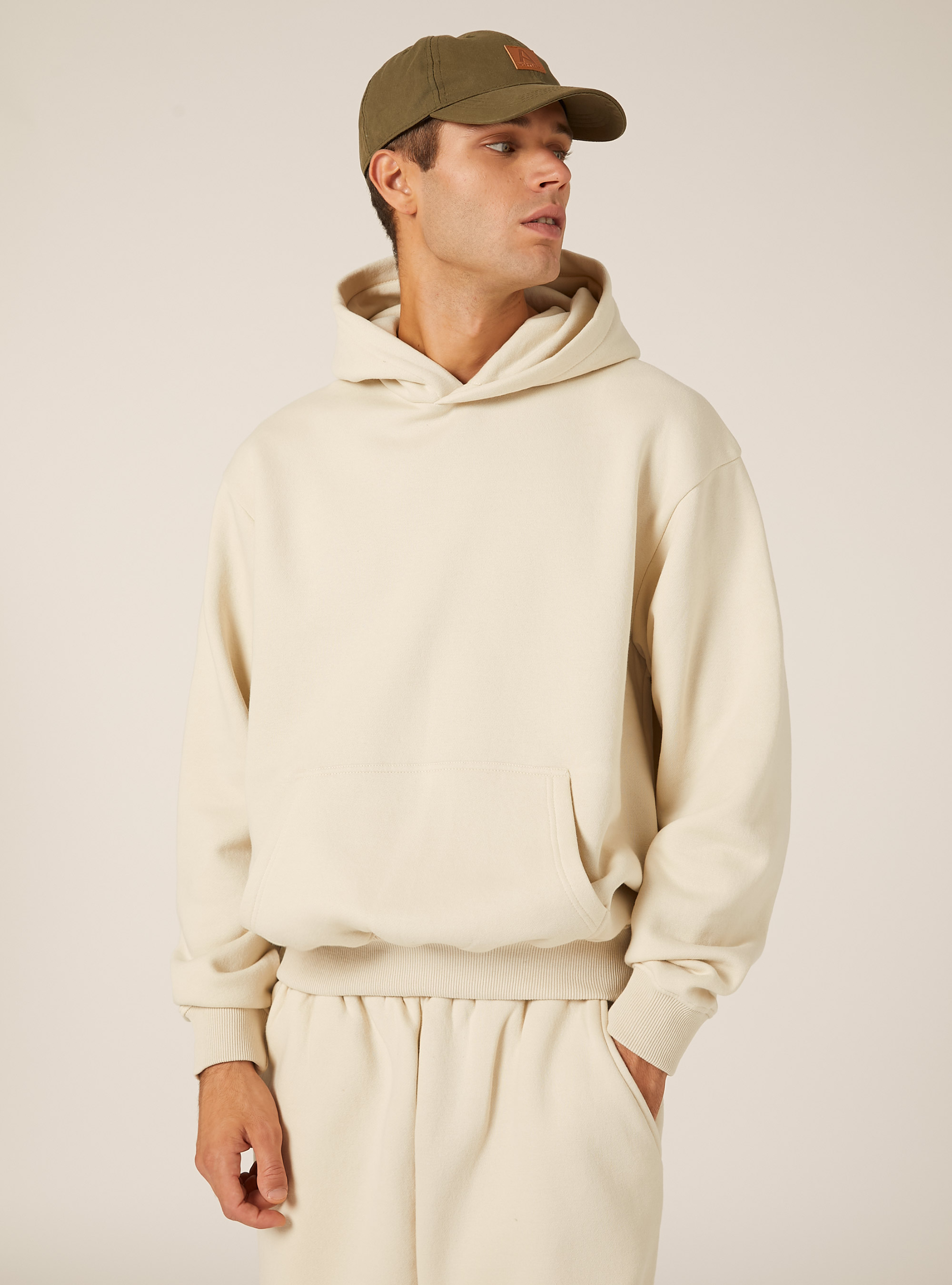 Boxy fit hoodie, CR3 CREAM LIGHT