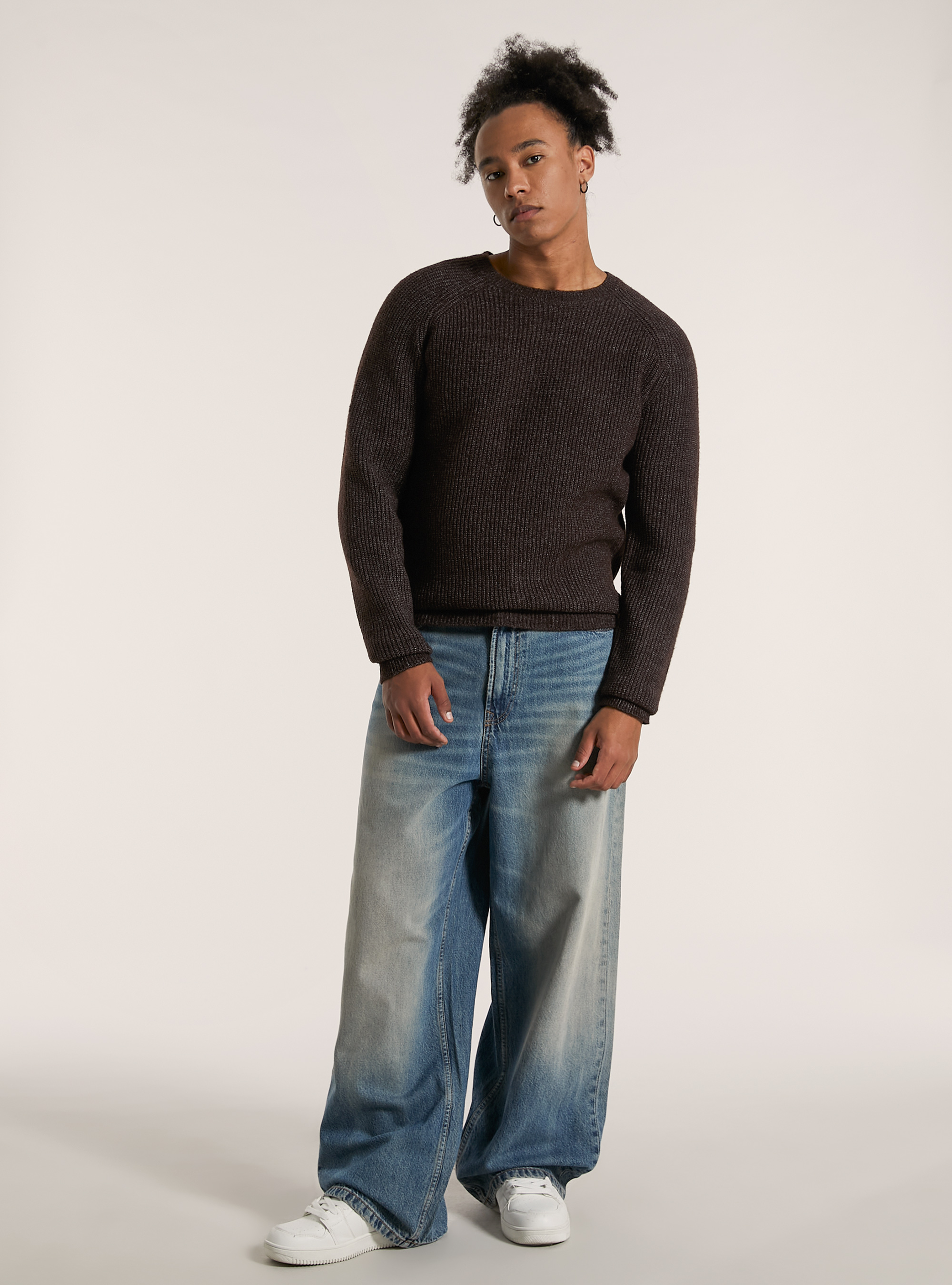 Jersey de canalé inglés en mezcla de lana, BR1 BROWN DARK