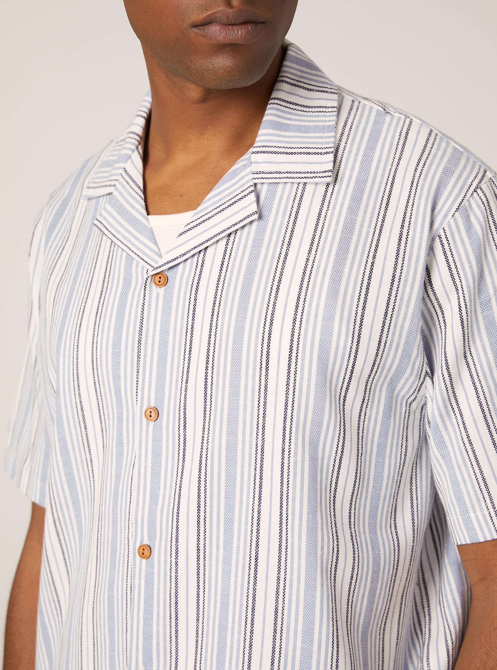 シャツ IONSEOUL Elu stripe linen short sleeves shirt JP5D0039 YSERB Men's Linen Shirts Short Sleeve Casual Shirts Button