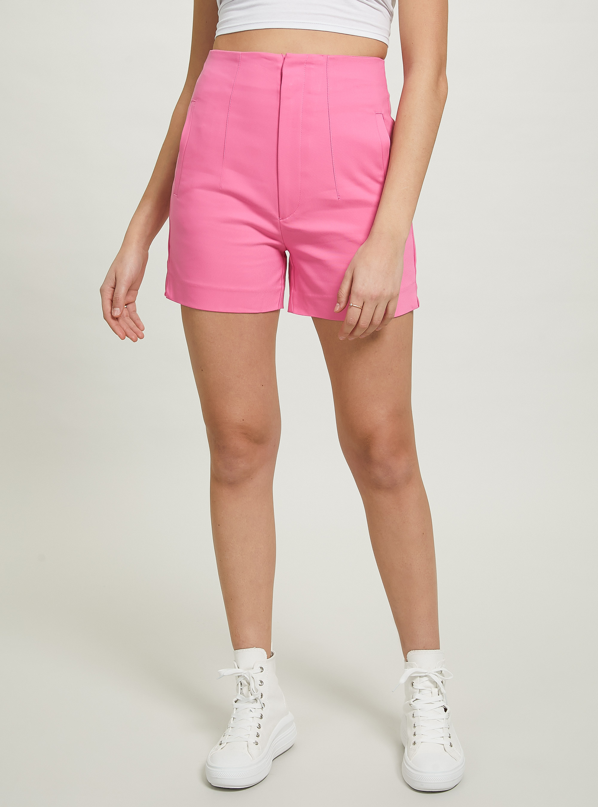 Shorts with double pleats, PK2 PINK MEDIUM
