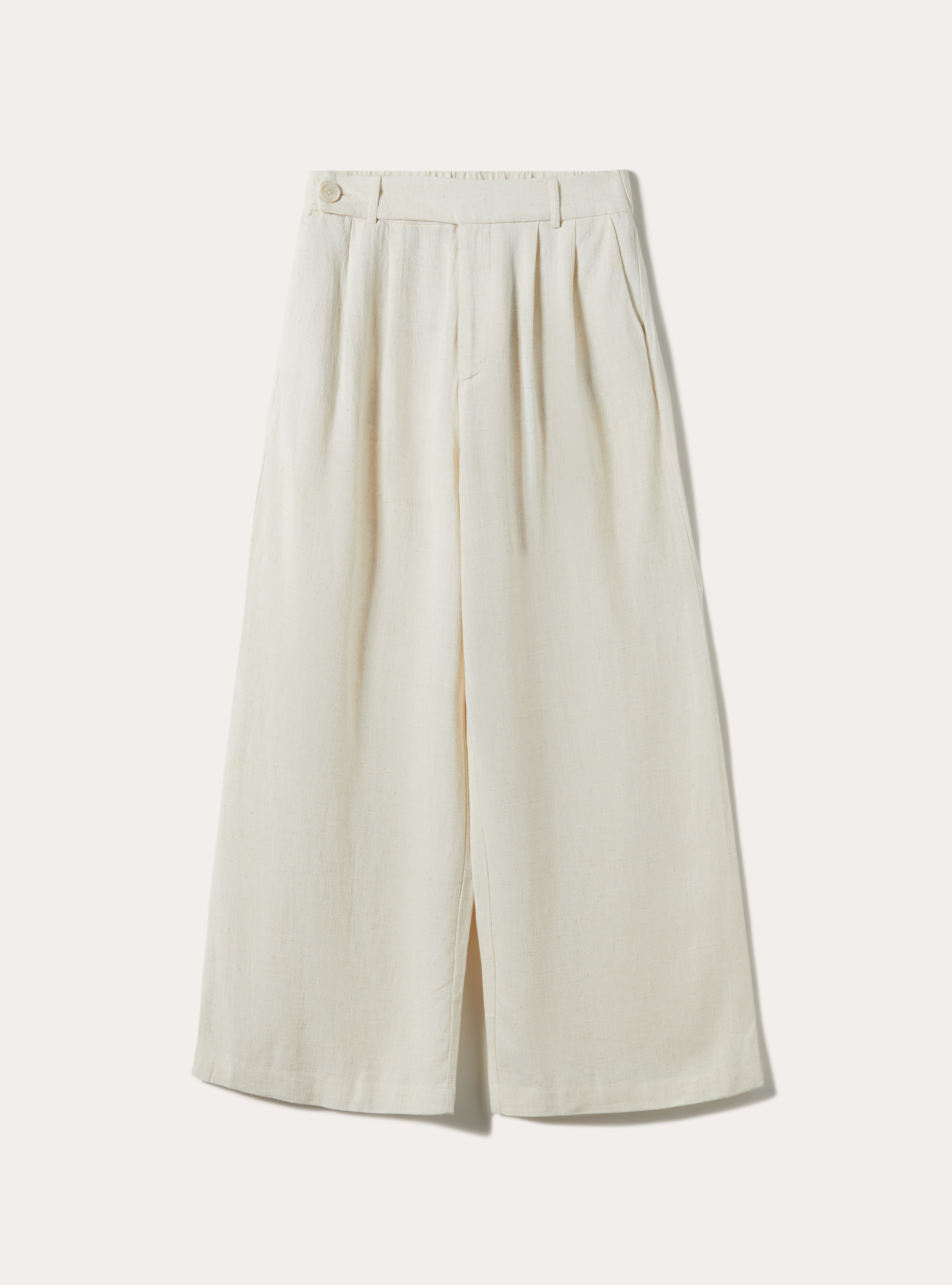 Linen blend wide leg trousers, MBG3 BEIGE MEL LIGHT